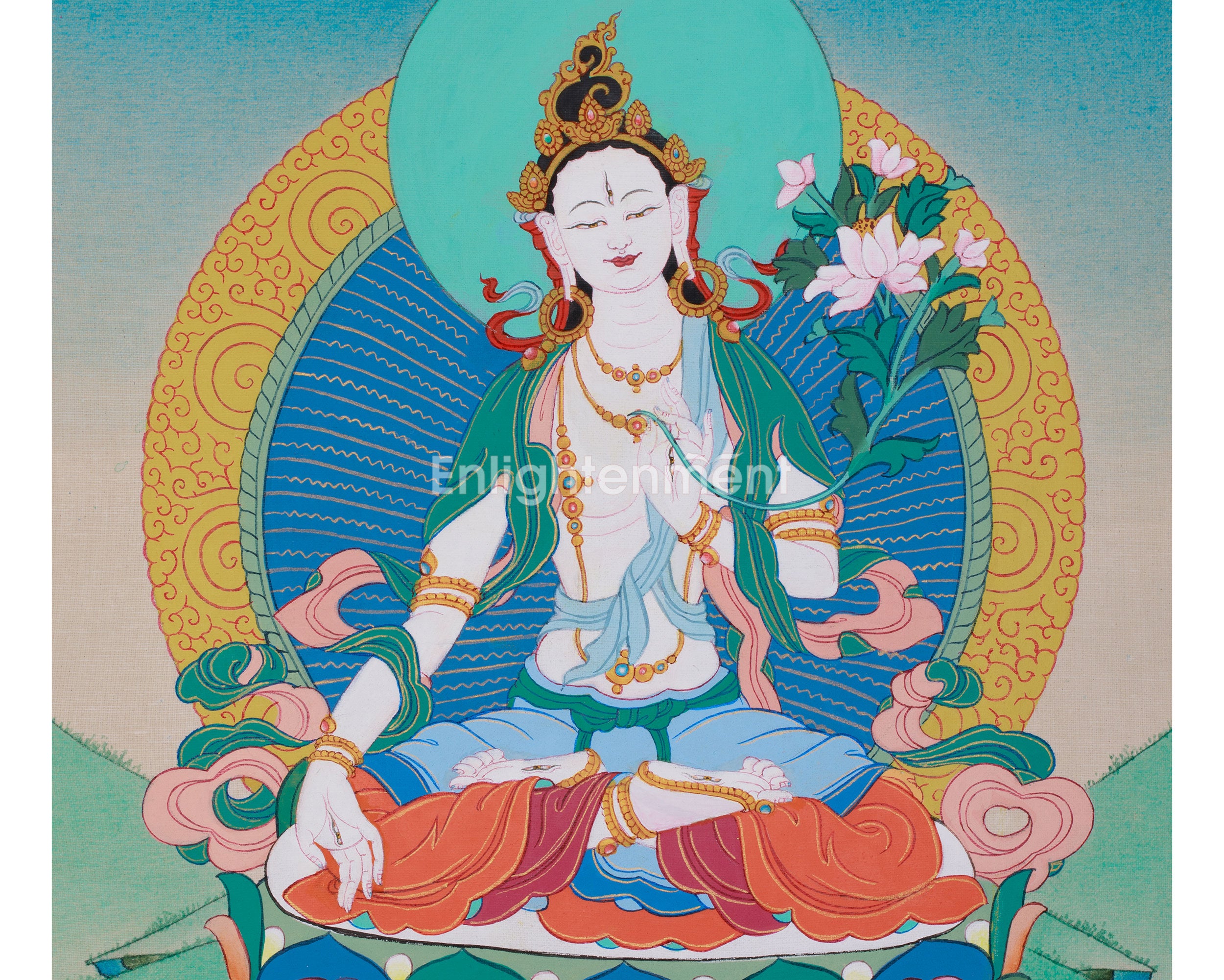 30 cm White Tara Thangka | Goddess of Longevity and Healing