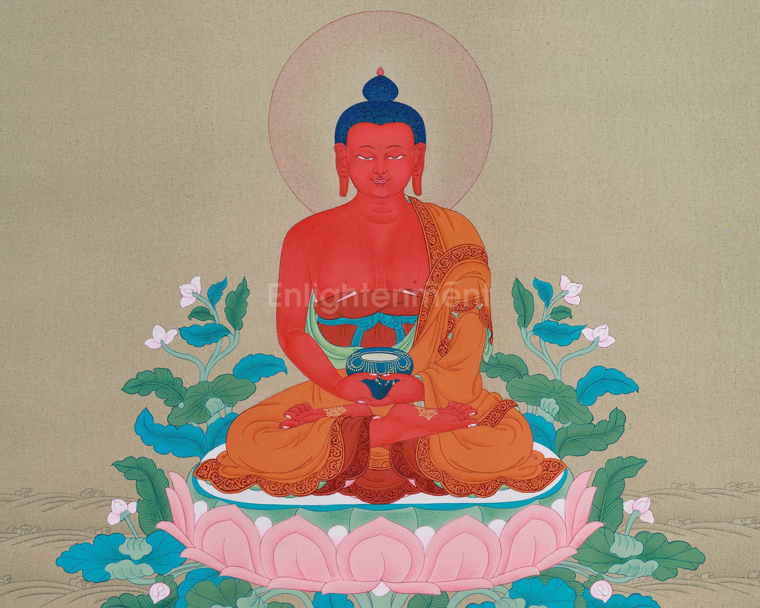Buddha of Infinite Light - Red Amitabha Buddha Thangka