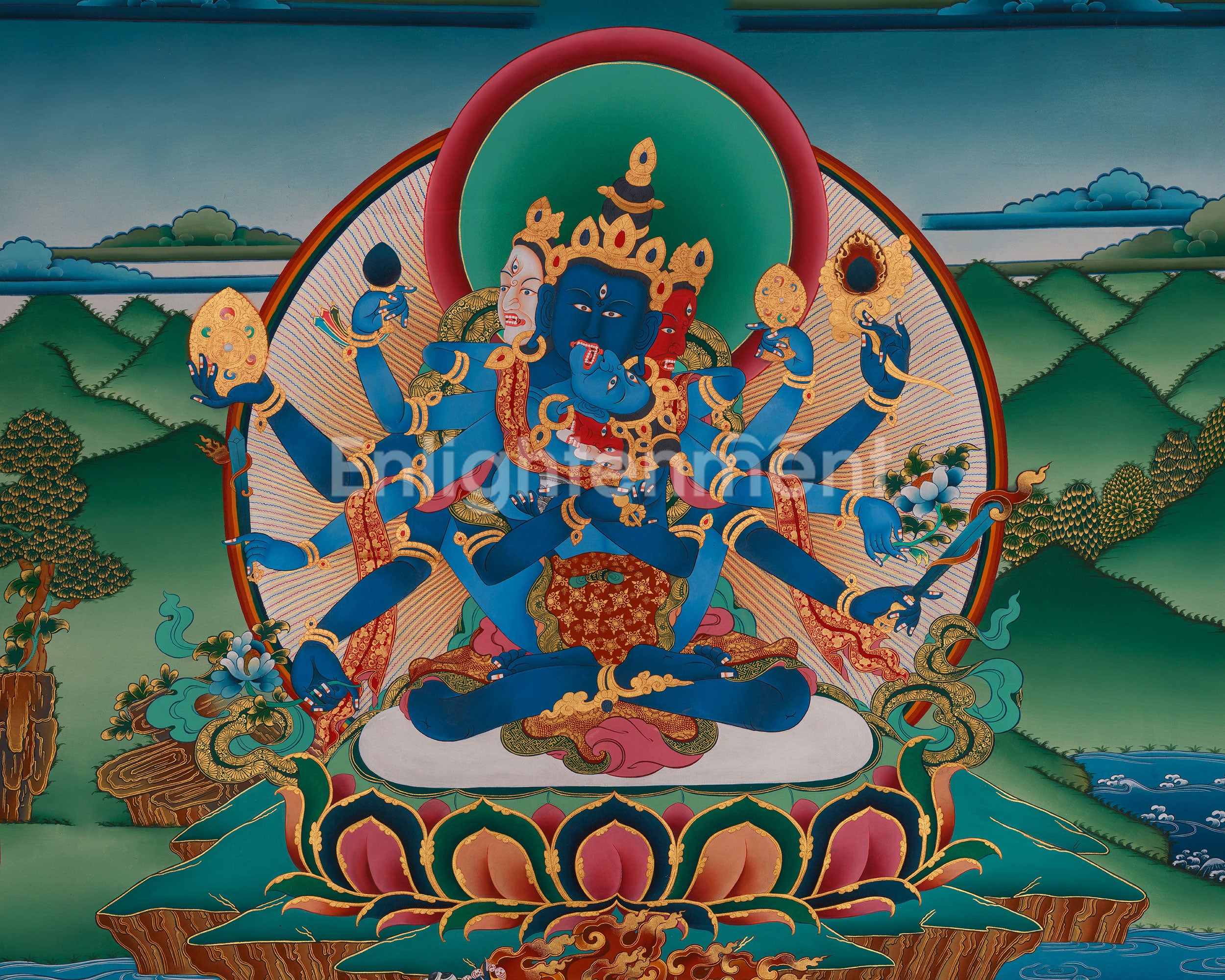 Traditional Thangka of Guhyasamaja | Symbolizing Wisdom and Power
