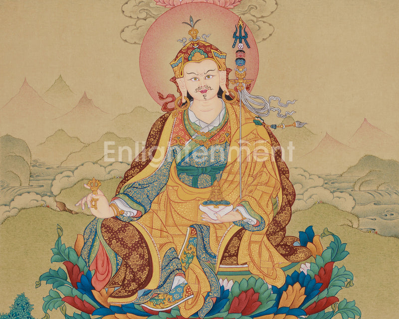 Guru Rinpoche With Amitabha Thangka | Spiritual Mastery and Wisdom