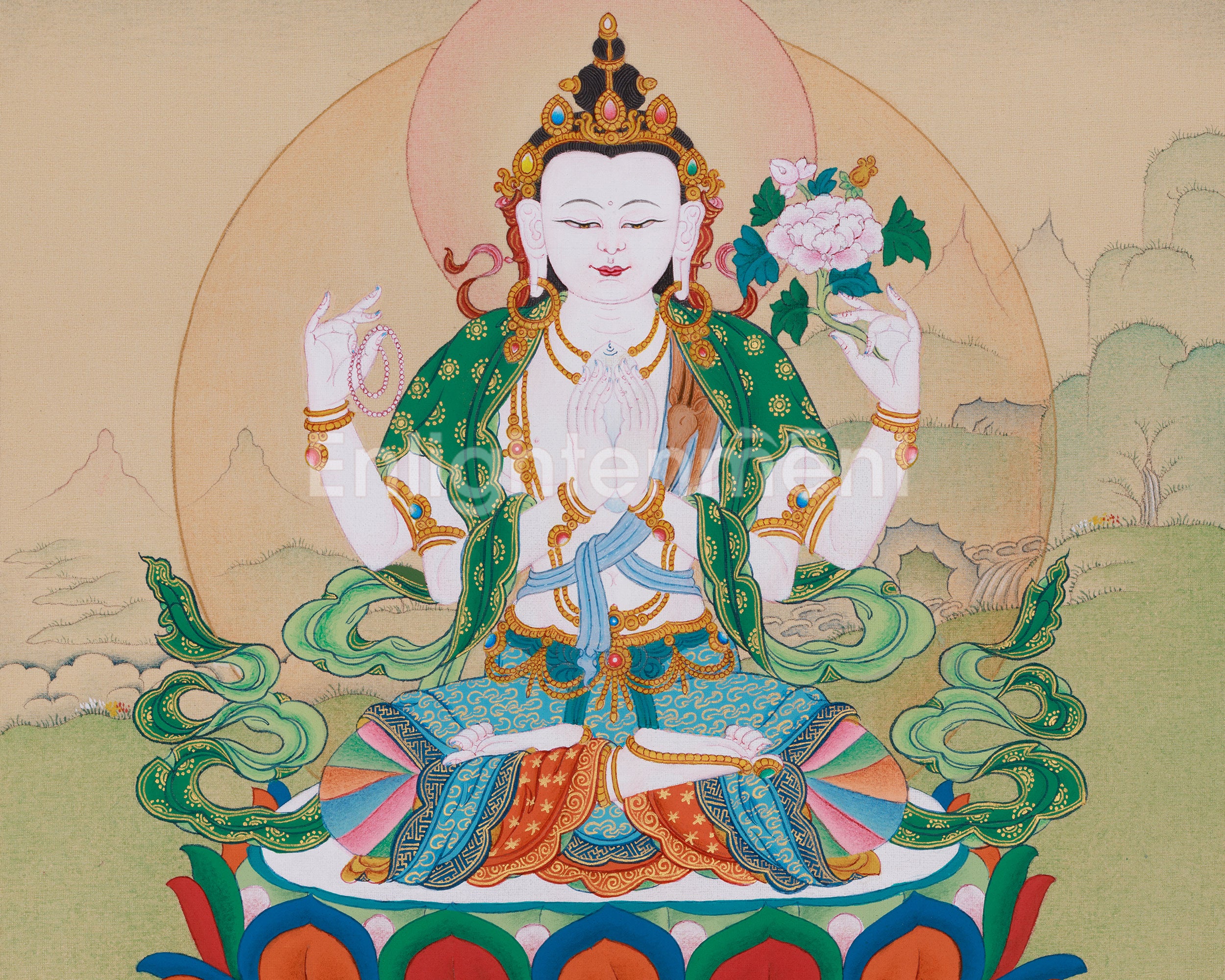 Four Armed Chenrezig, Bodhisattva of Compassion | Traditional Artwork
