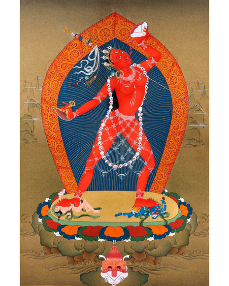 Red Vajrayogini Thangka | Wrathful Deity | Dakini Art Painting