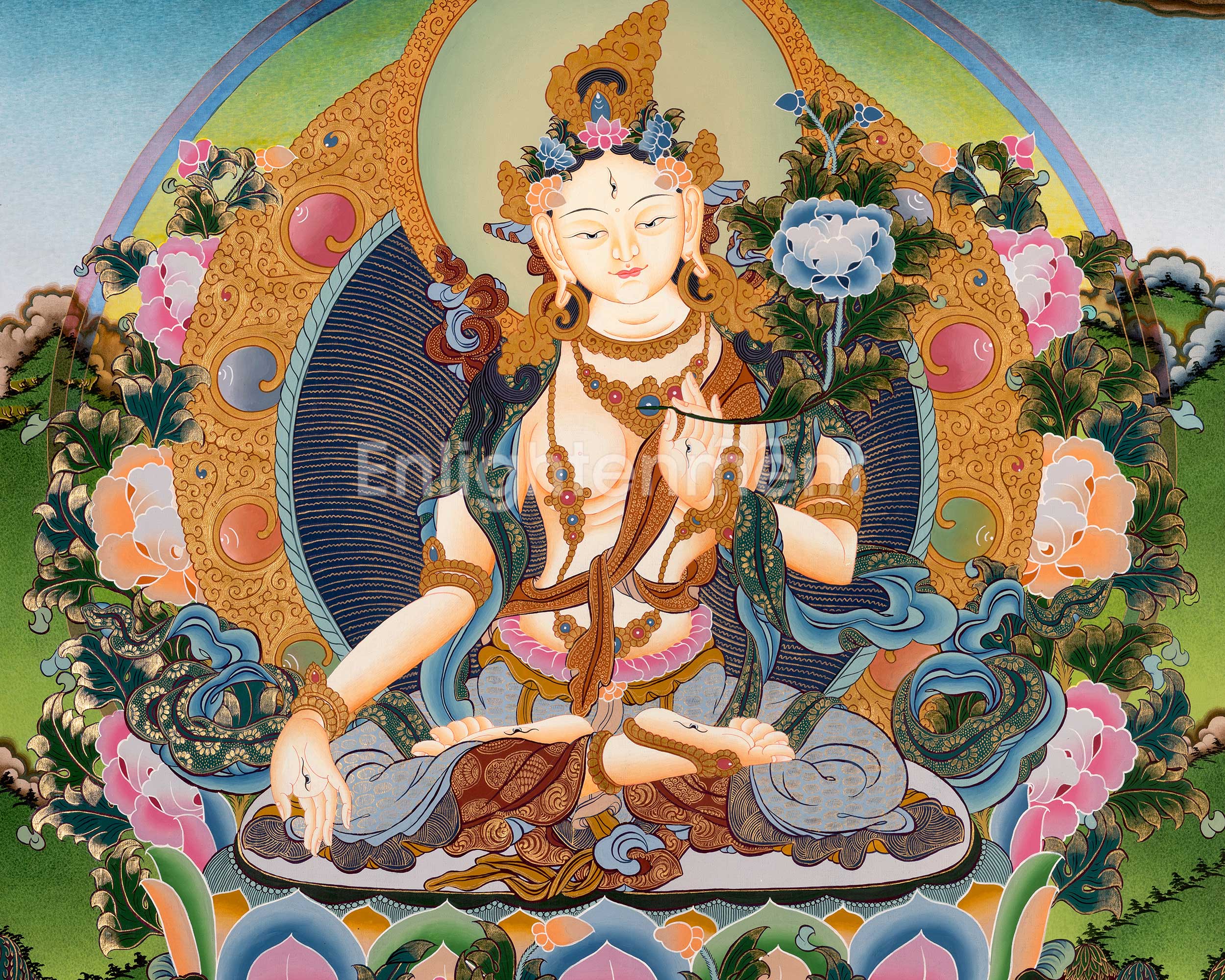 Tibetan Female Buddha White Tara | Embodiment of Purity, Compassion, and Peace