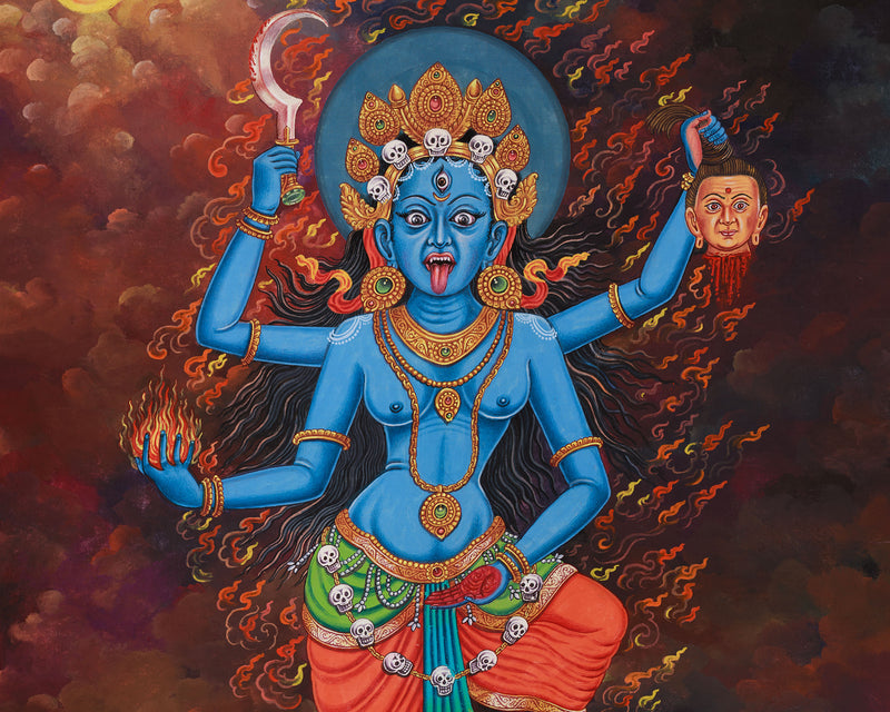 Goddess Kali Maa Thangka | The Fierce Divine Mother of Transformation