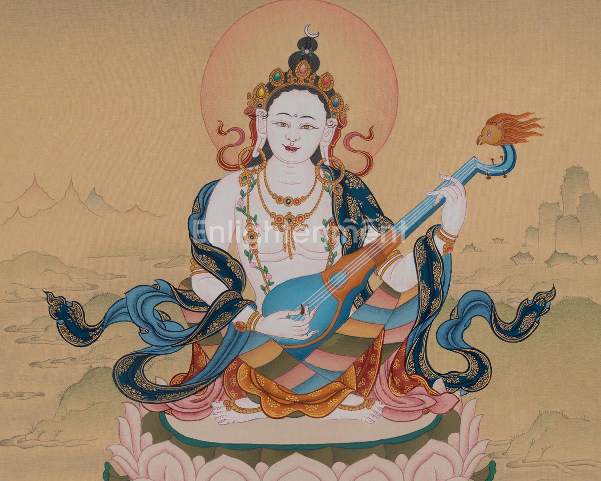Saraswati Divine Art | Wisdom Deity | Traditional Spiritual Artwork