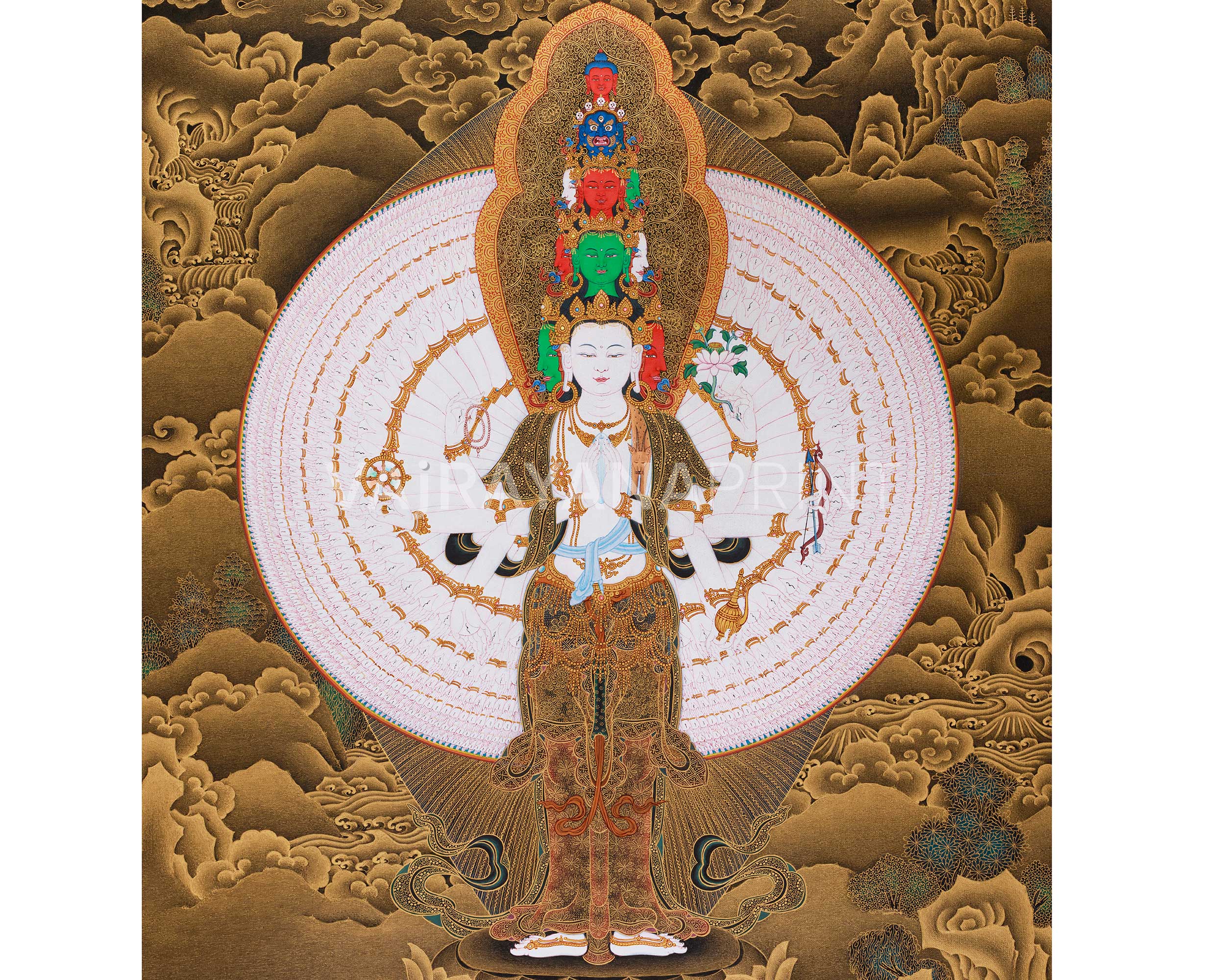 Thousand-Armed Chenrezig Canvas Print | Giclee Artwork of Compassion