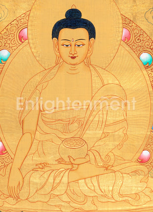 Shakyamuni Buddha Gold Thangka | Radiant Symbol of Enlightenment & Serenity