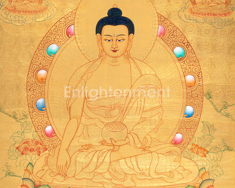 Shakyamuni Buddha Gold Thangka | Radiant Symbol of Enlightenment & Serenity