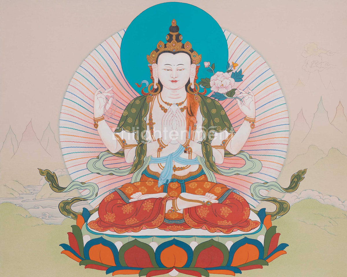 Spiritual Chenrezig Artwork | Avalokitasvara Bodhisattva Thangka