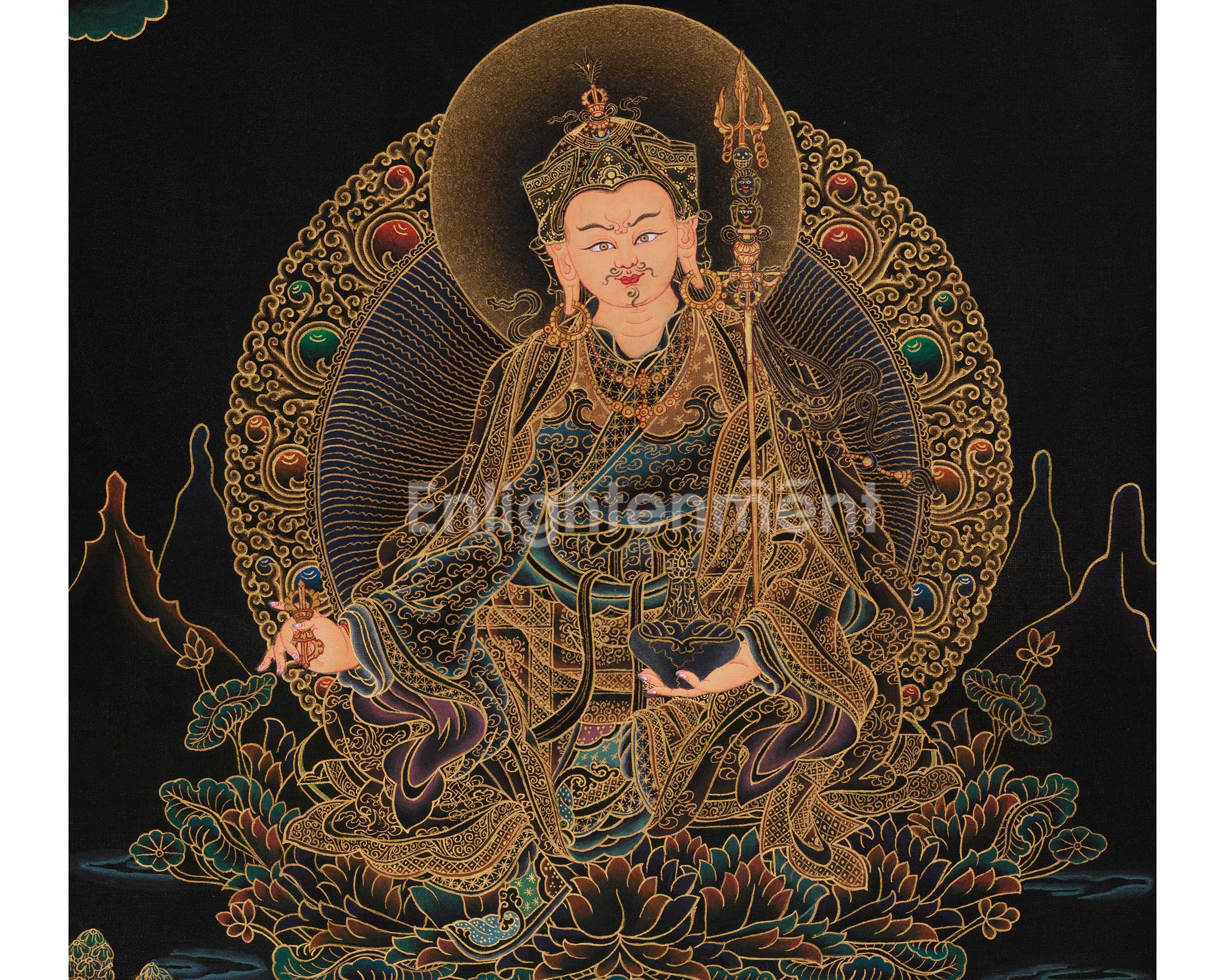Traditional Thangka of Guru Rinpoche | The Founder of Tibetan Buddhism