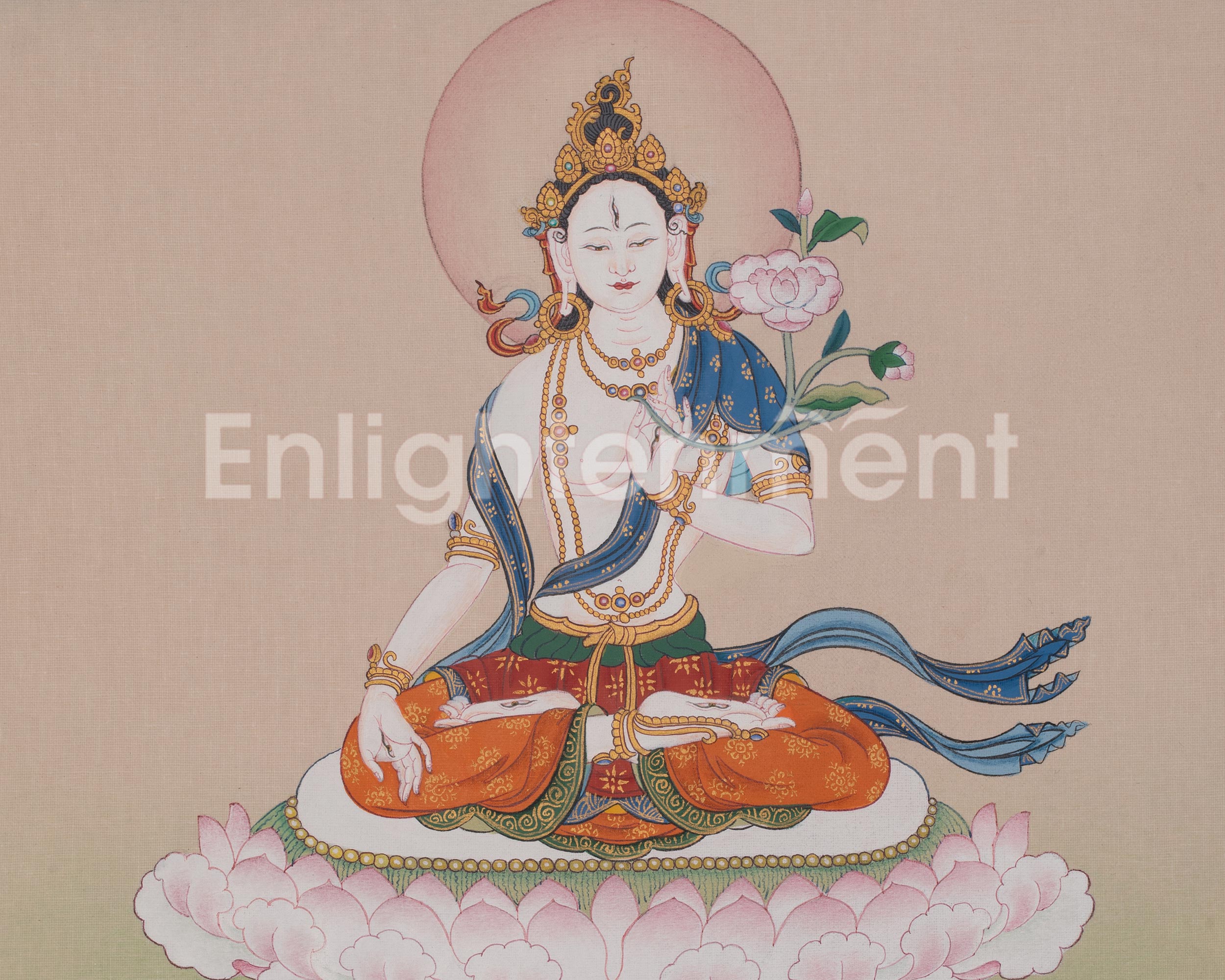 White Tara Compassion Deity Art | Revered Female Buddha in Tibetan Buddhism | Sita Tara
