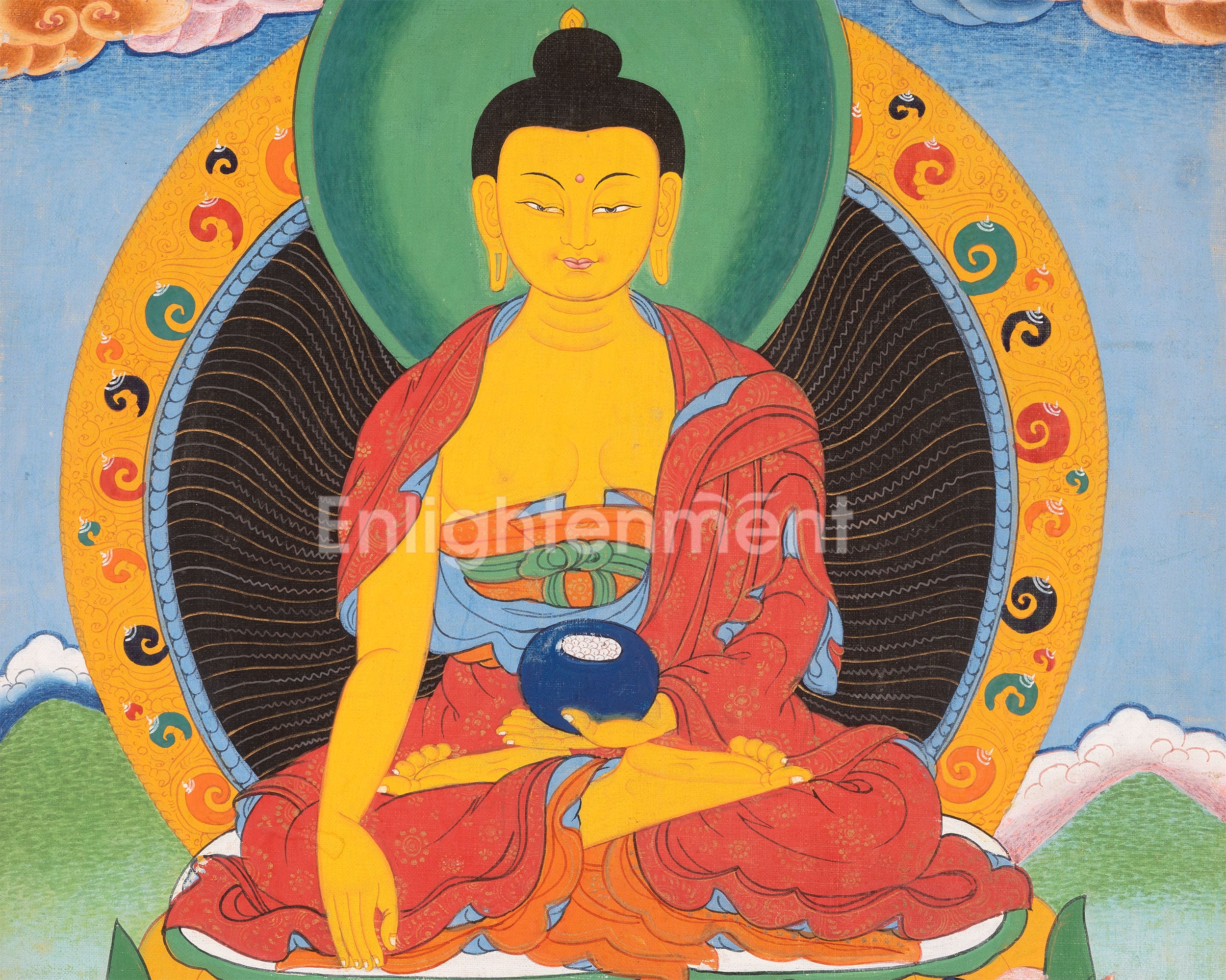 Vintage Shakyamuni Buddha | Traditional Buddhist Thangka | Wall Decors