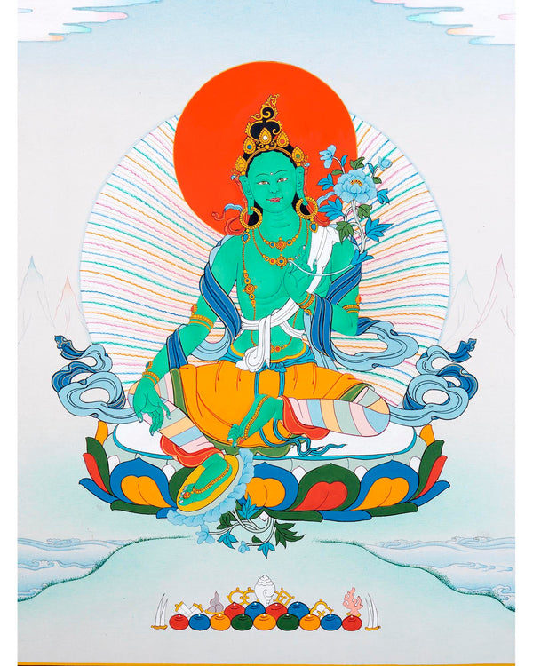 The Green Tara | Bodhisattva Thangka Art | Compassion Deity