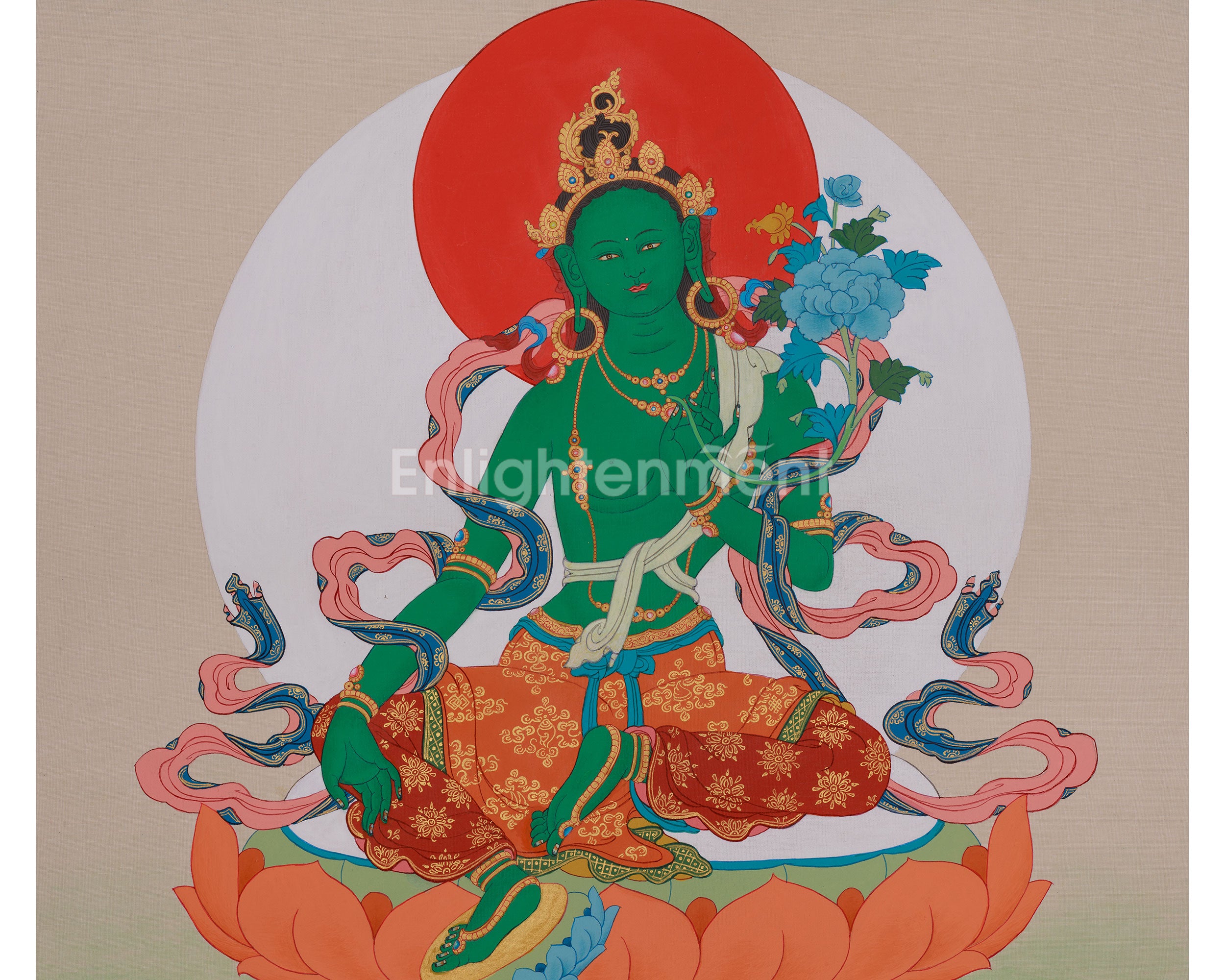 Green Tara Blessing Thangka | Swift Compassion and Healing Deity