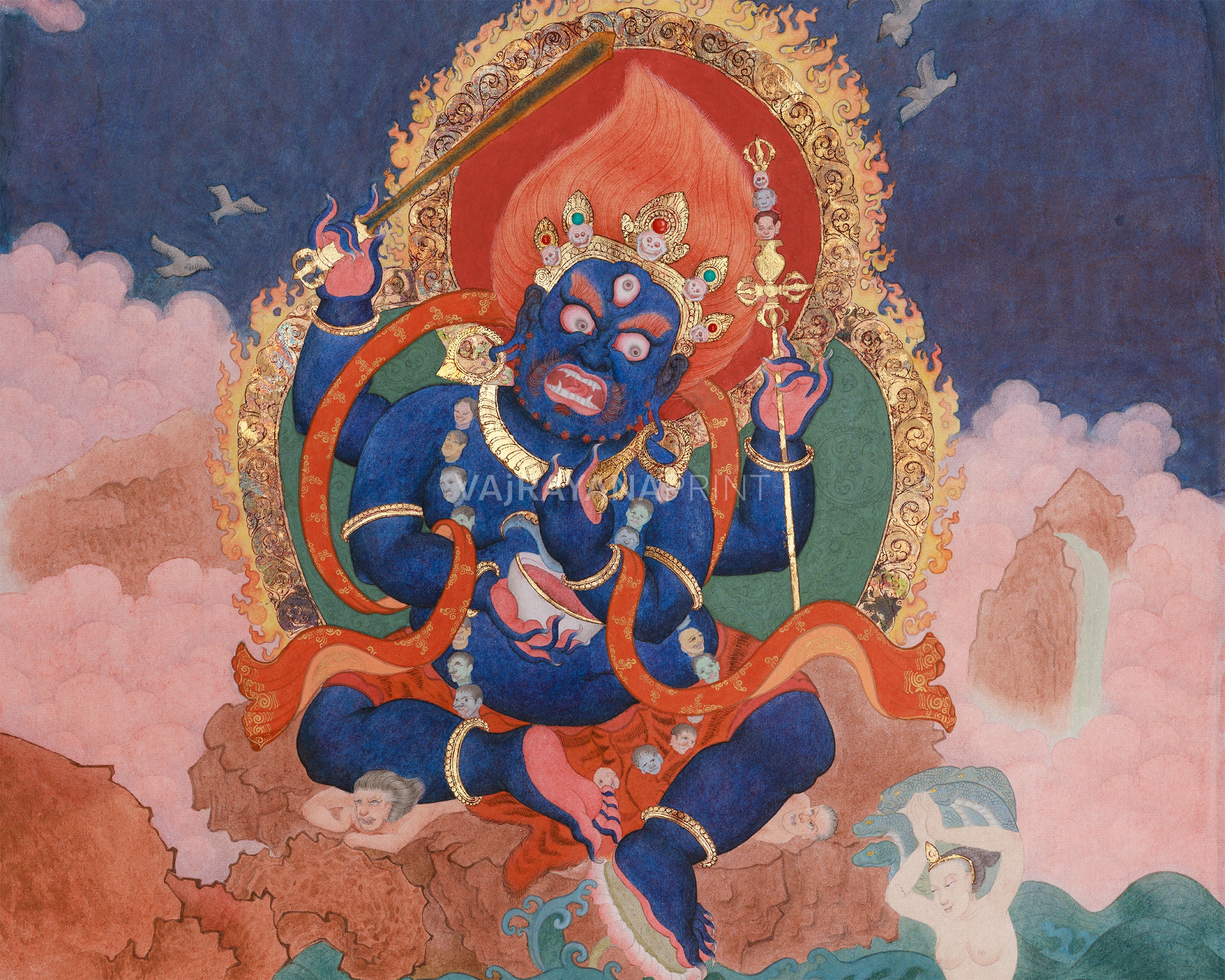 Chaturbhuja Mahakala Canvas Print | Wrathful Protector Deity