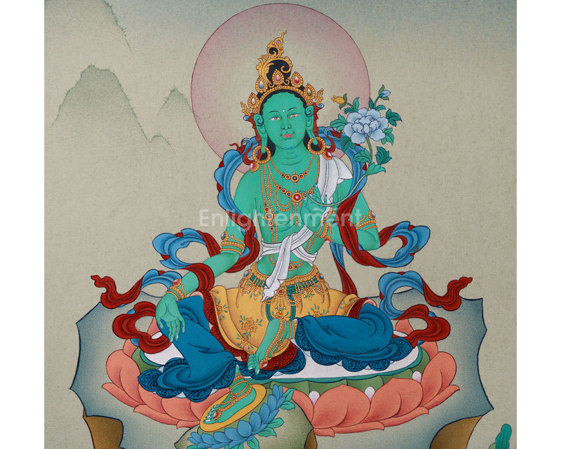 Elegant Green Tara Figure | Female Bodhisattva