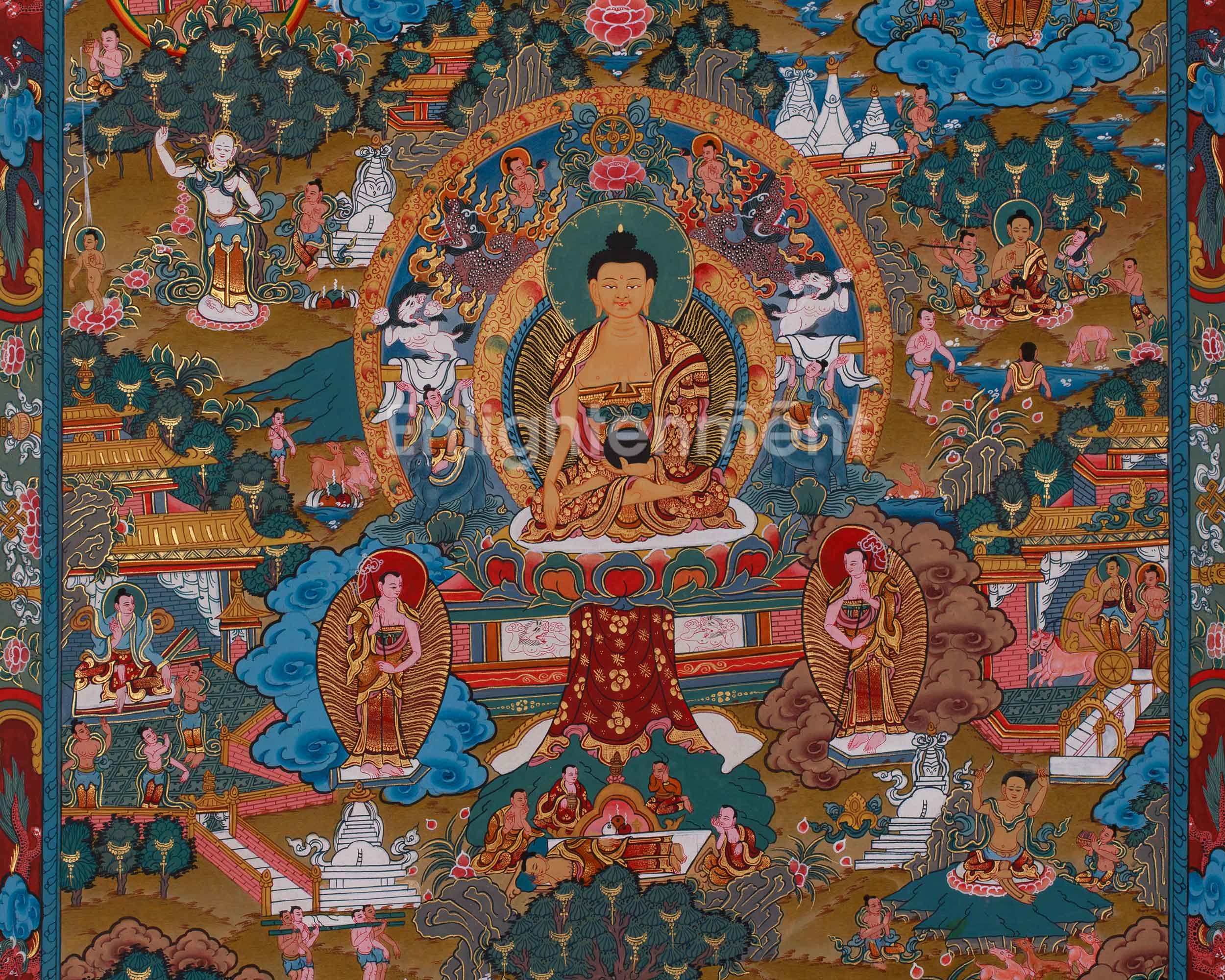 Tibetan Thangka of Buddha Life History | Sage of Shakya Clan