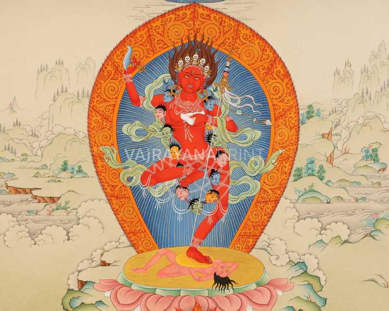 Dakini Vajravarahi Thangka Print | The Goddess of Vajra | Canvas Print for Spiritual Empowerment