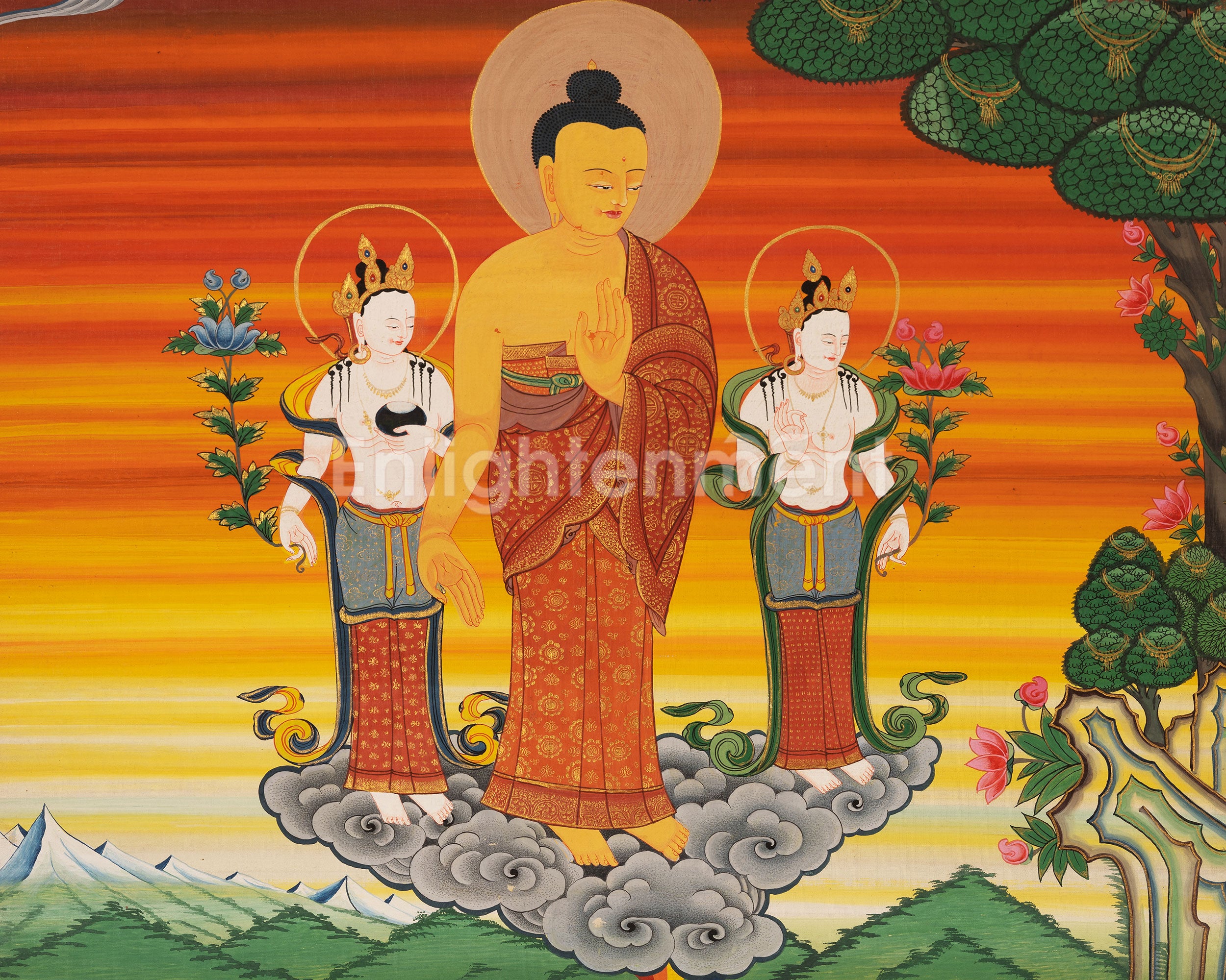 Hand-Painted Dipankara Buddha Thangka | Enlightened One of the Past