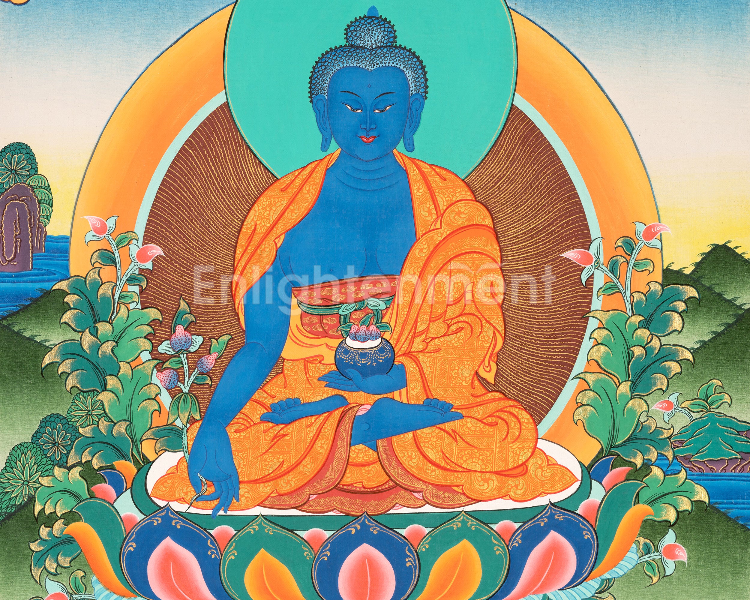 Blue Bhaisajyaguru Thangka | A Symbol of Compassion and Healing