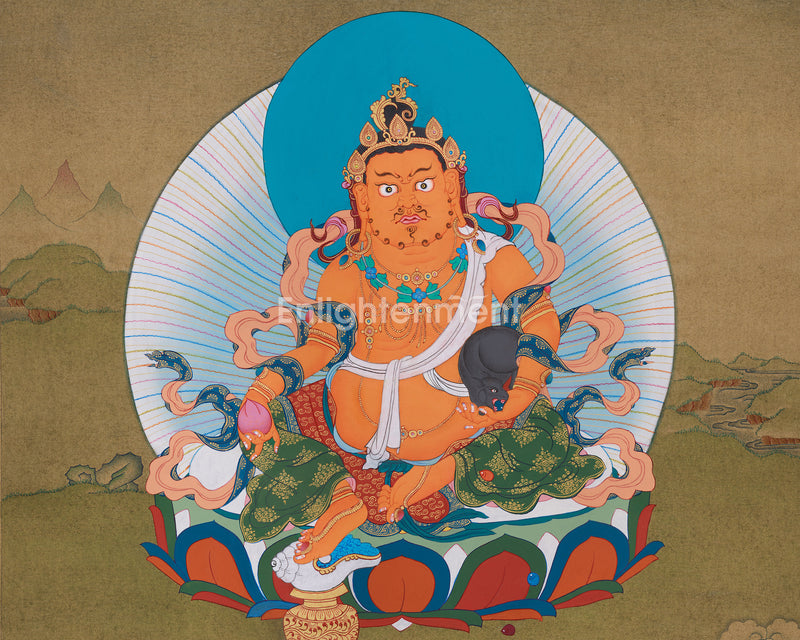 Dzambhala Kubera, The King of Wealth | Tibetan Buddhist Art for Good Fortune & Spiritual Protection