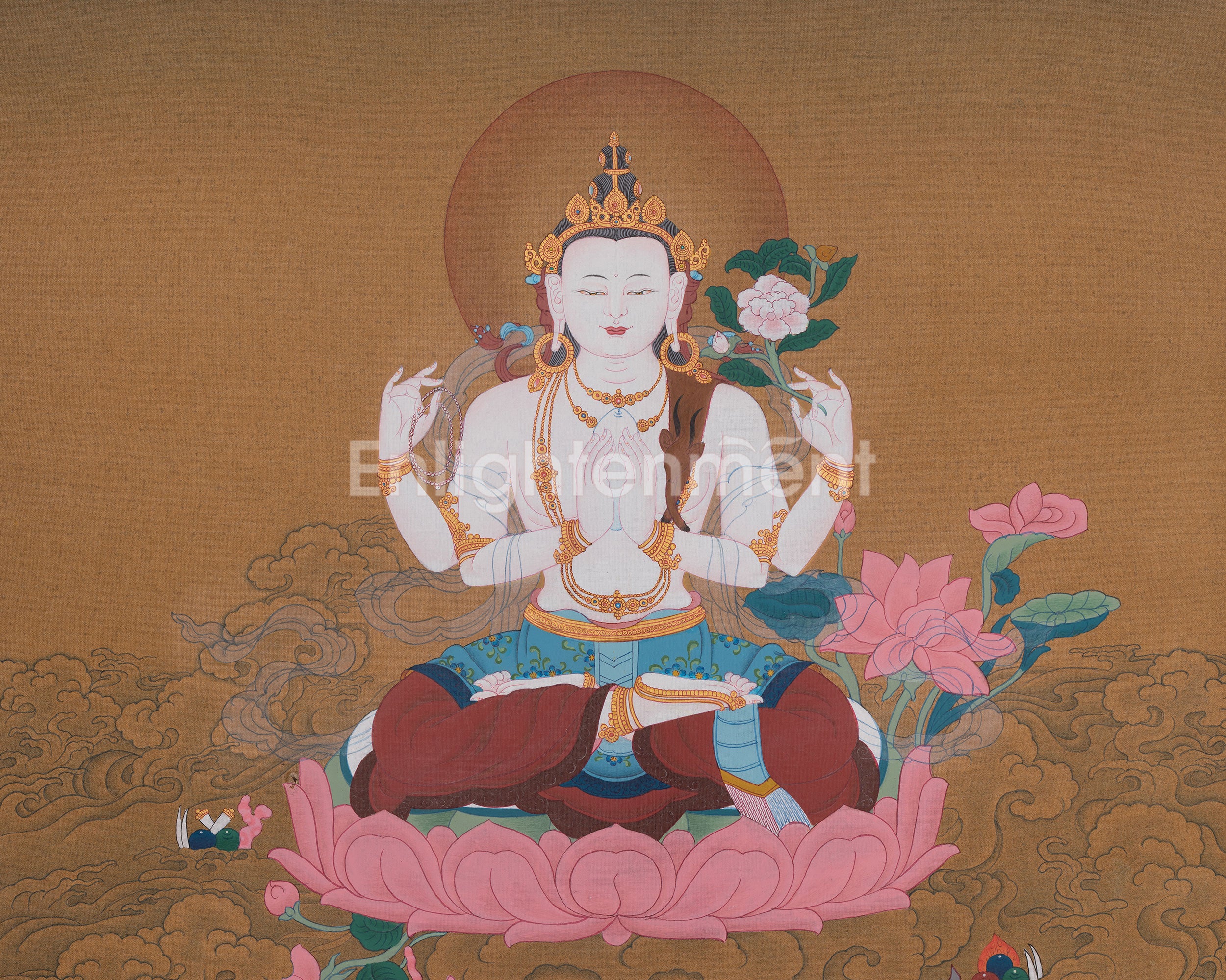 Chenrezig Compassion Buddha Art | Avalokiteshvara Thangka | Sacred Artwork