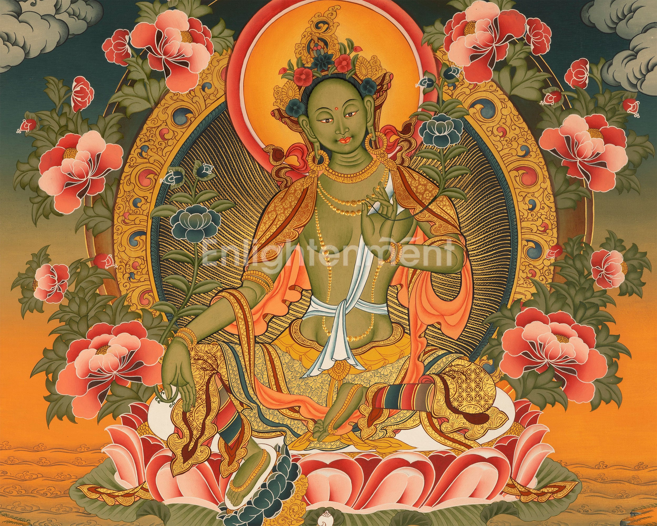 Bodhisattva Green Tara Thangka | Tibetan Goddess of Swift Compassion