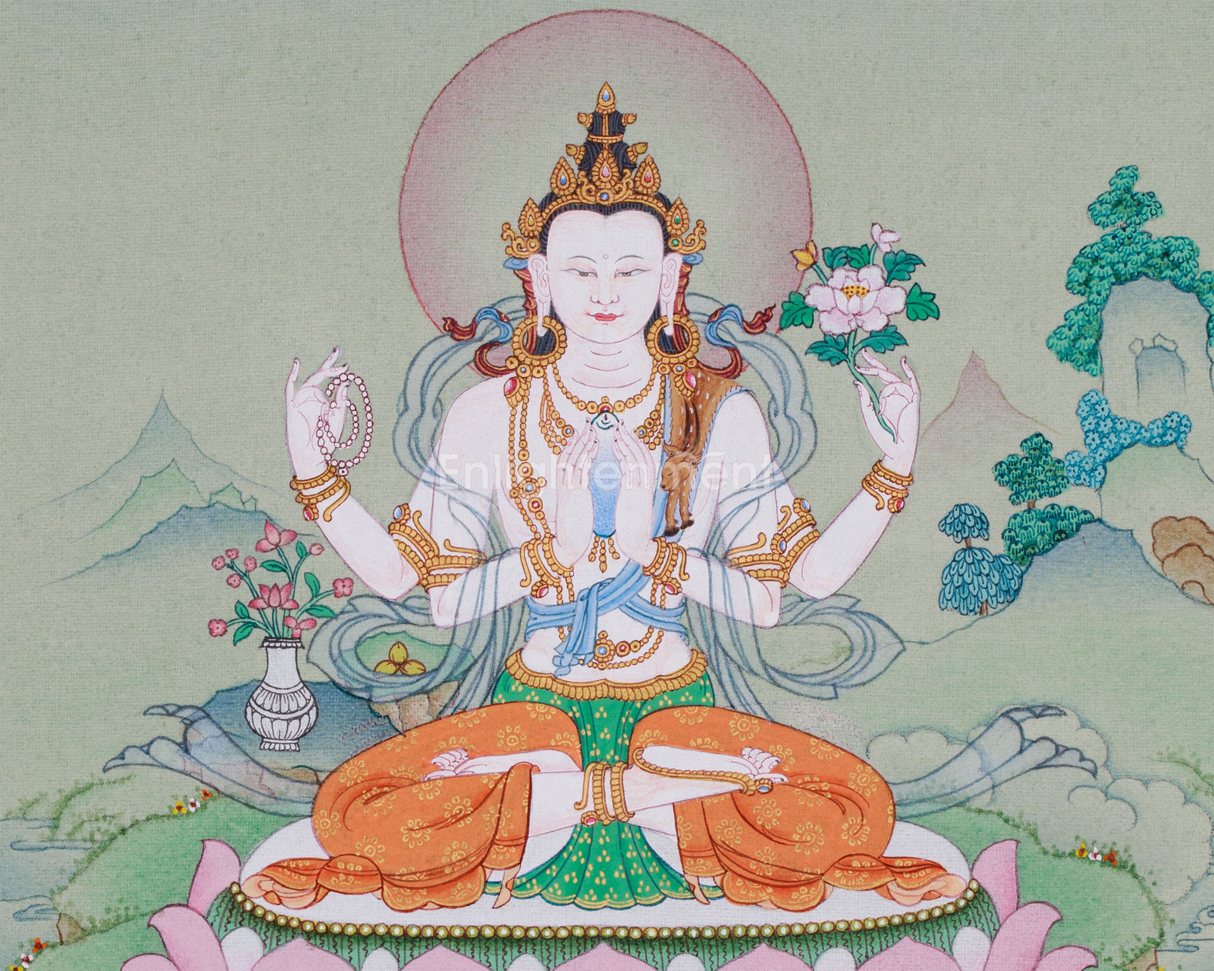Thangka of Chenresig Buddha | Compassion and Wisdom