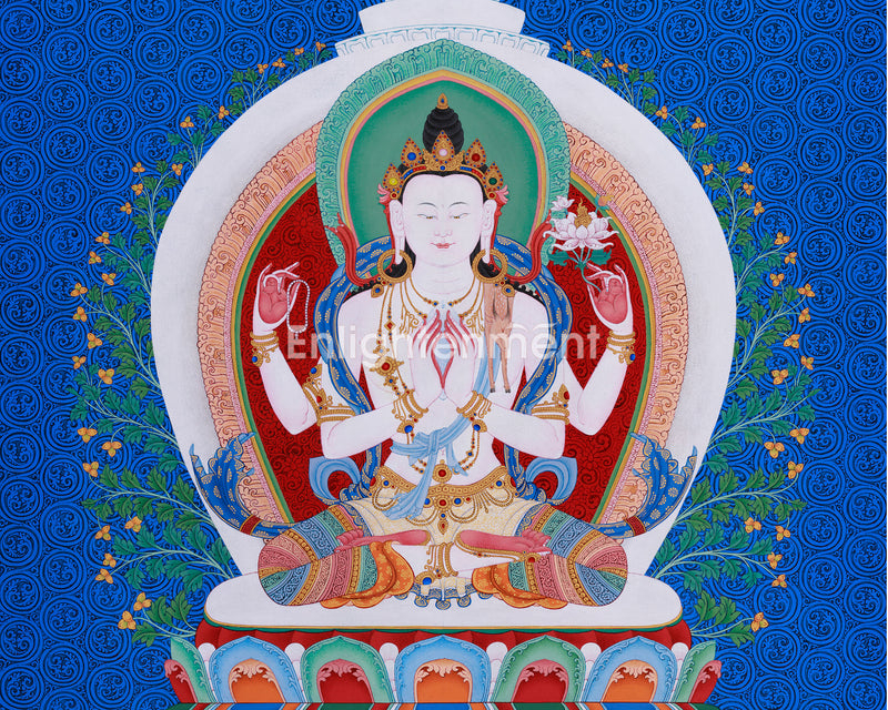 Avalokiteshvara Chenresig Thangka | Bodhisattva of Compassion in Tibetan Art Tradition