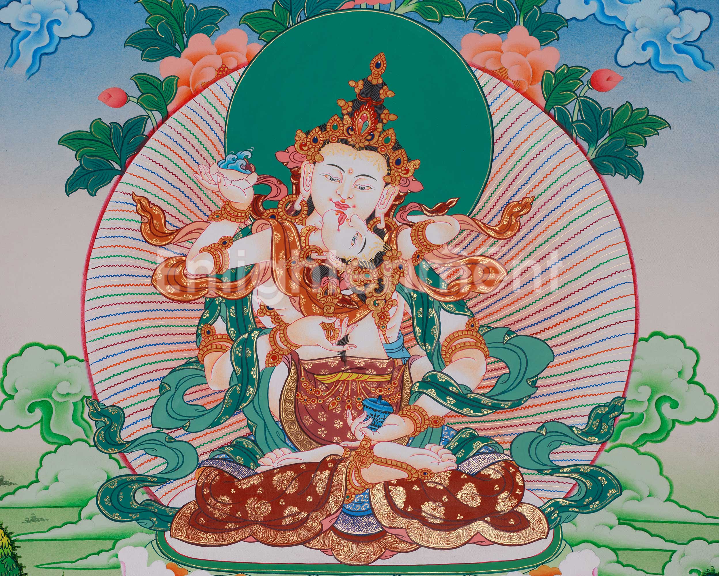 Dorje Sempa with Consort Thangka | Vajrasattva, the Buddha of Purification