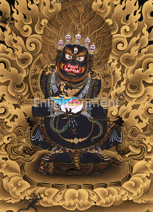 Extra-ordinary Sakya Mahakala Thangka in Gold