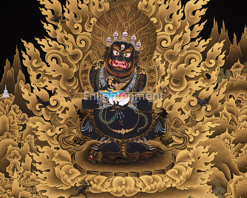 Extra-ordinary Sakya Mahakala Thangka in Gold