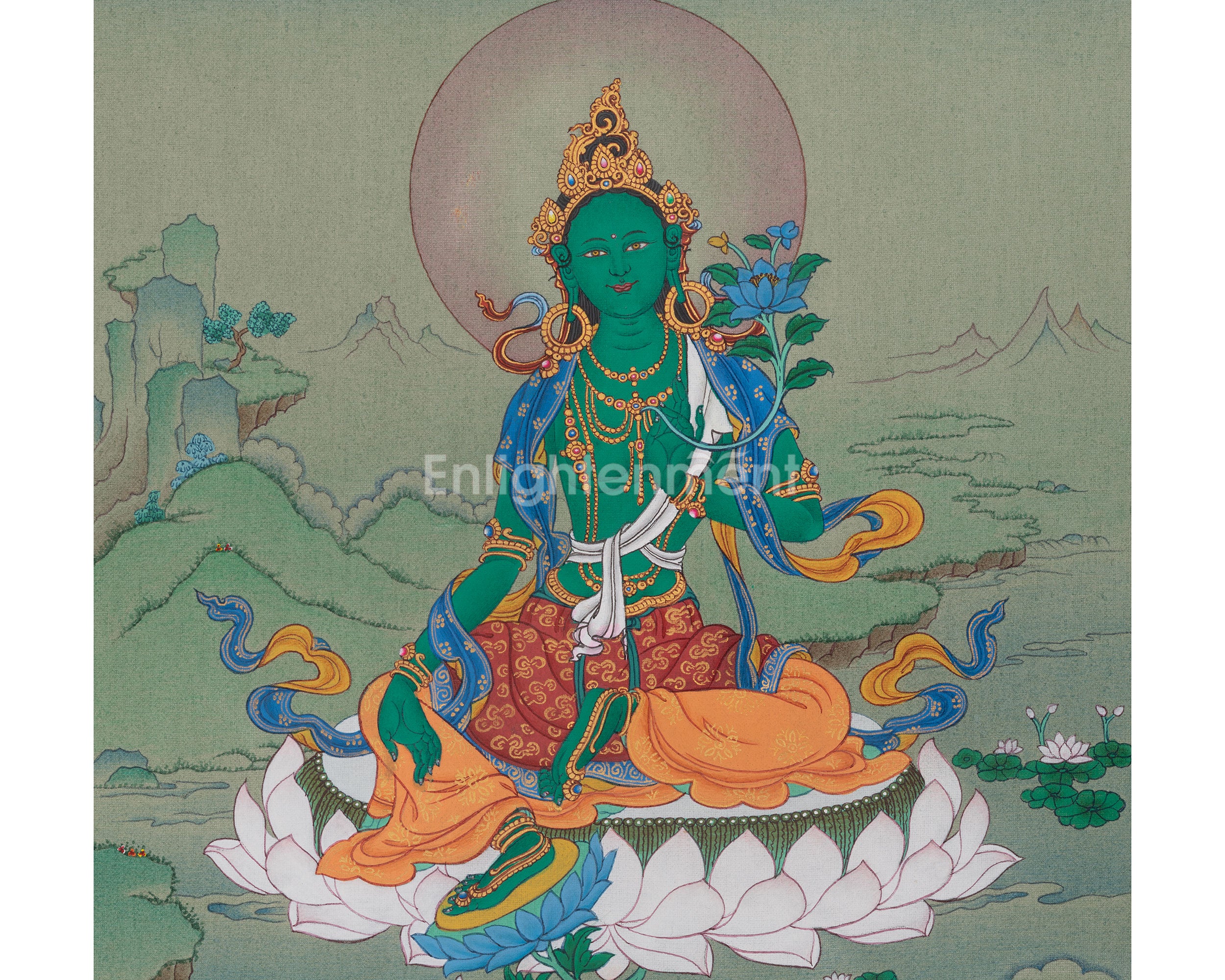Green Tara Healing Thangka | Compassionate Deity | Himalayan Artwork