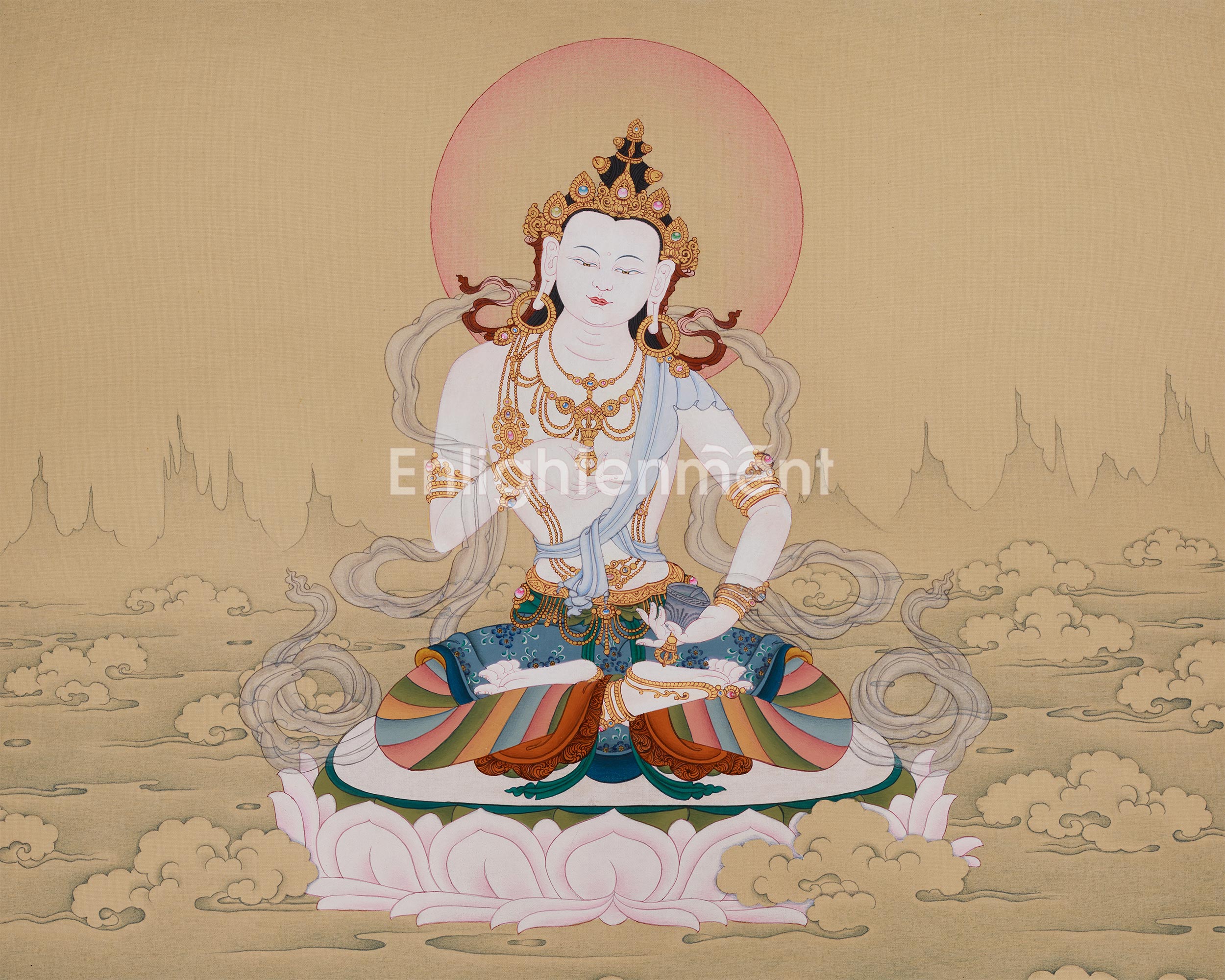 Dorje Sempa, Tibetan Buddha of Purification | Thangka of Vajrasattva | Lhasa Stone and Gold