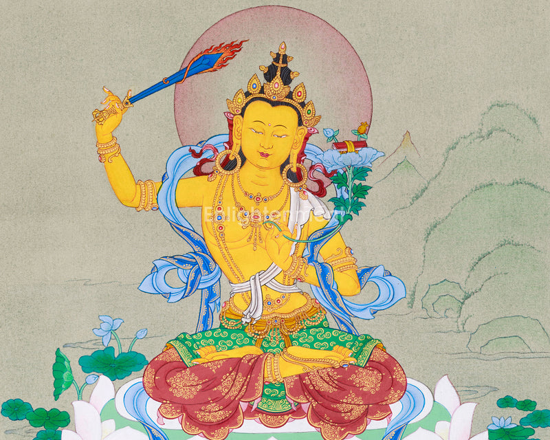 Manjushri, Wisdom Buddha Thangka