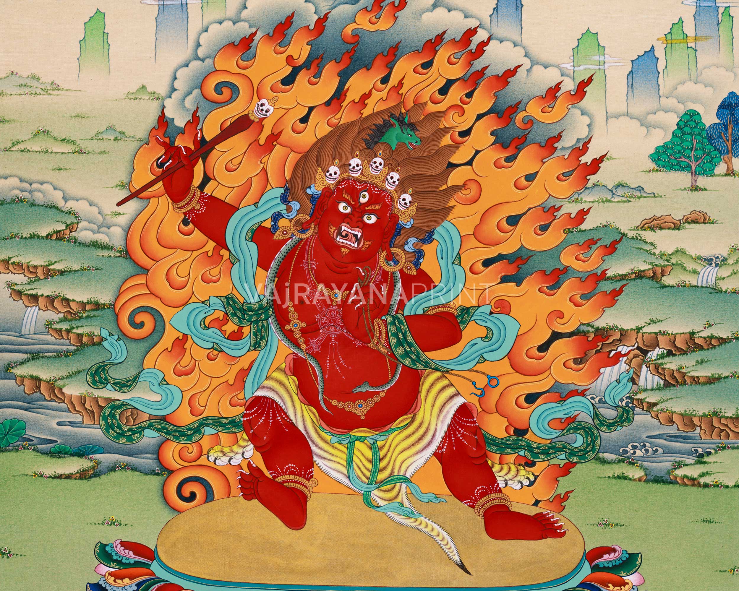 Spiritual Hayagriva Thangka Print | The Divine Fierce Protector | Digital Canvas Print Decor