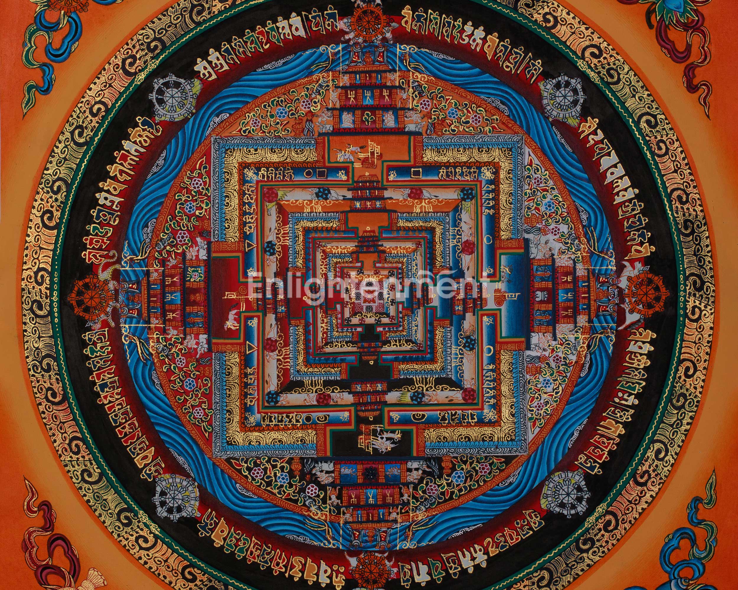 16 Inch Kalachakra Mandala | Wheel of Time | Tibetan Art for Balance and Healing