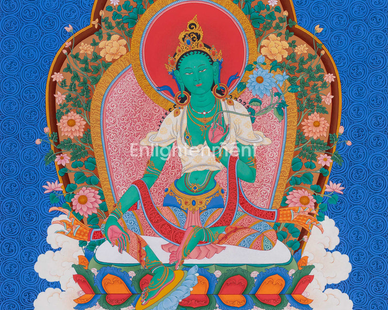 Exceptional Green Tara Thangka from Enlightenment Studio