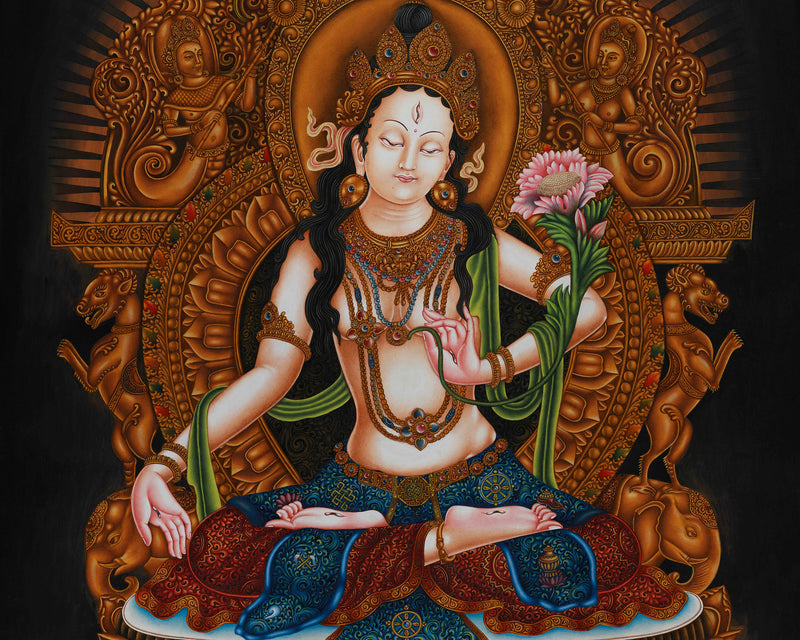 Authentic Paubha Style White Tara | Traditional Healing Art for Long Life