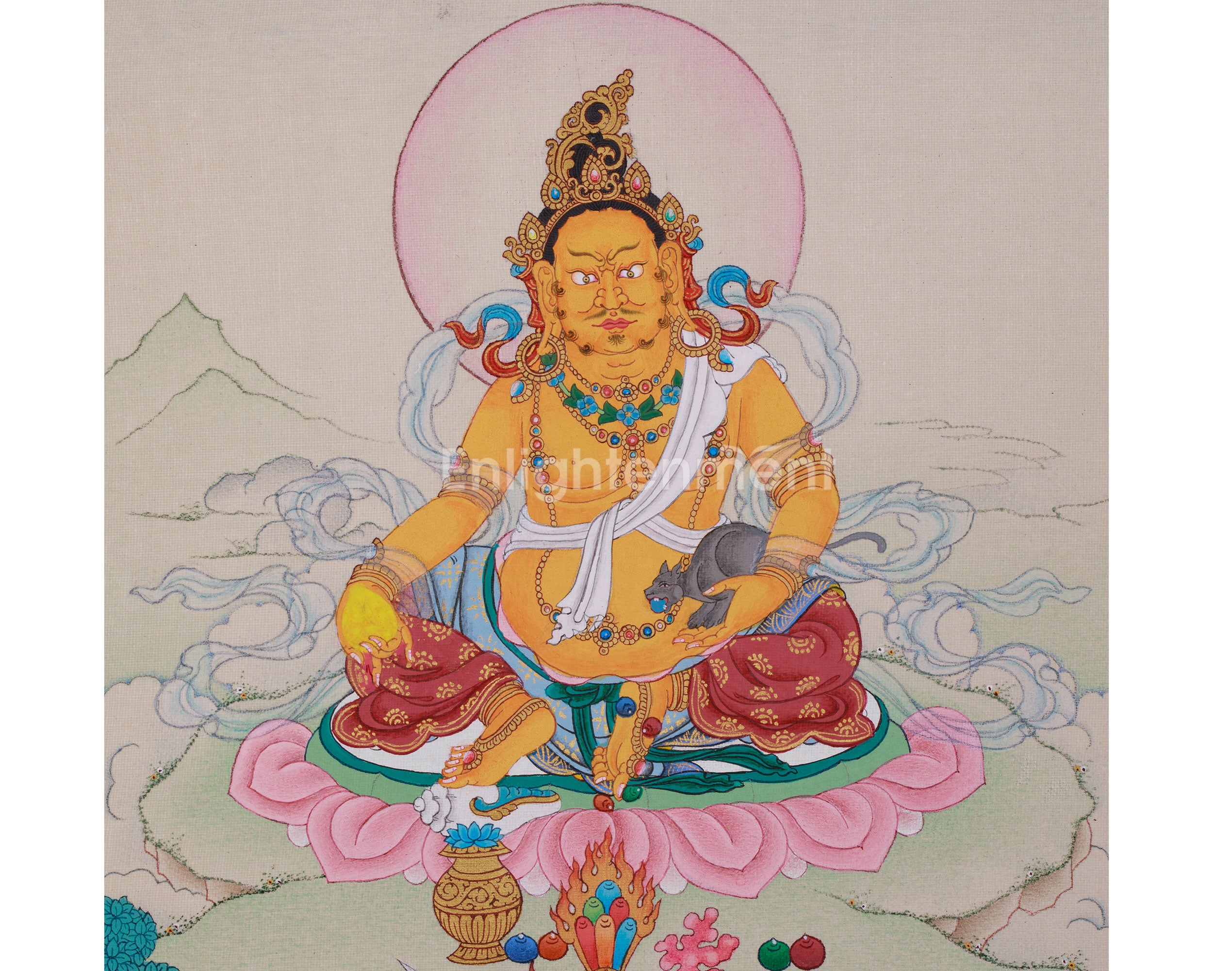 Vajrayana Abundance Deity Dzambhala Art | A Sacred Symbol of Prosperity and Fortune
