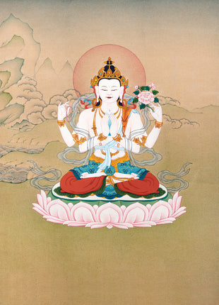 Chenrezig Thangka | Traditional Karma Gadri Thangka | Avalokiteshvara Painting