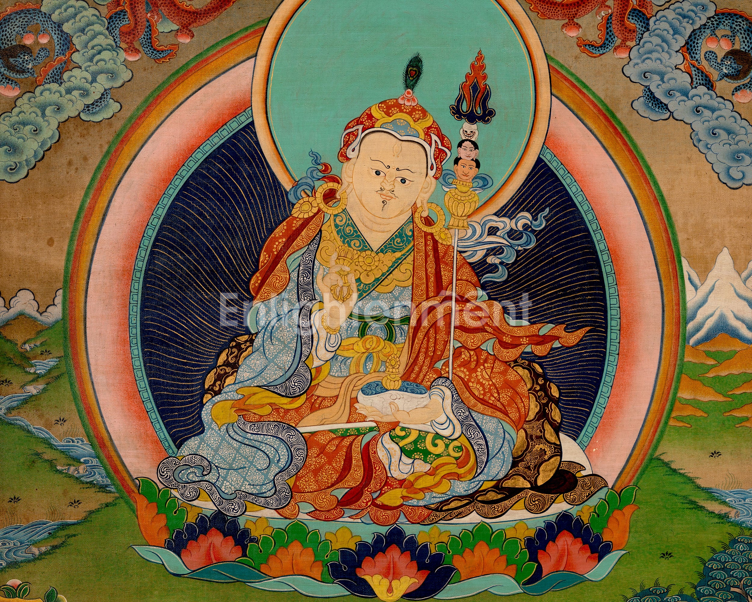 Guru Rinpoche Padmasambhava | Buddhist Thangka Art | Wall Decors