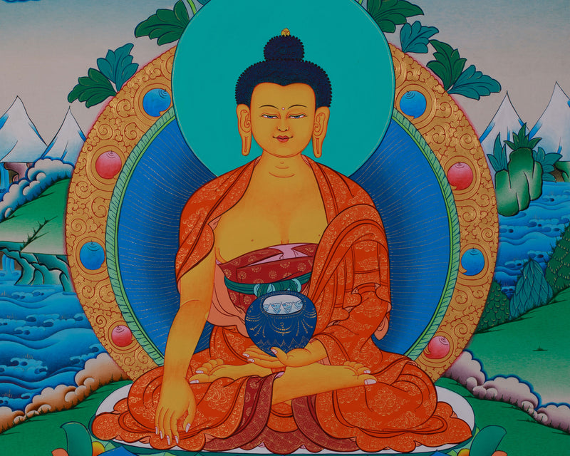 Hand Painted Shakyamuni Buddha Thangka | Tibetan Buddhist Wall Art