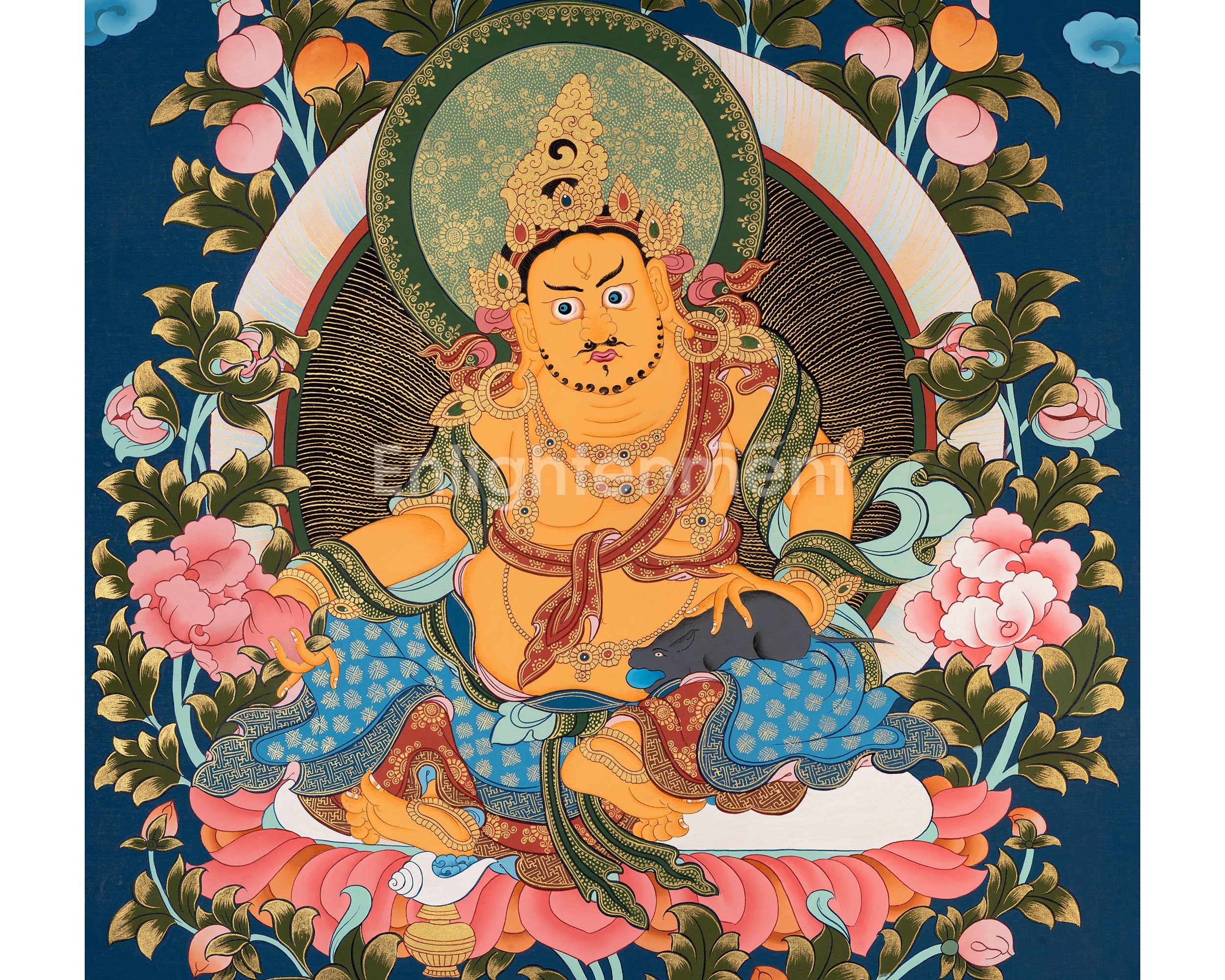 Dzambala Kubera Thangka | Buddhist Wealth Deity | Wall Decors