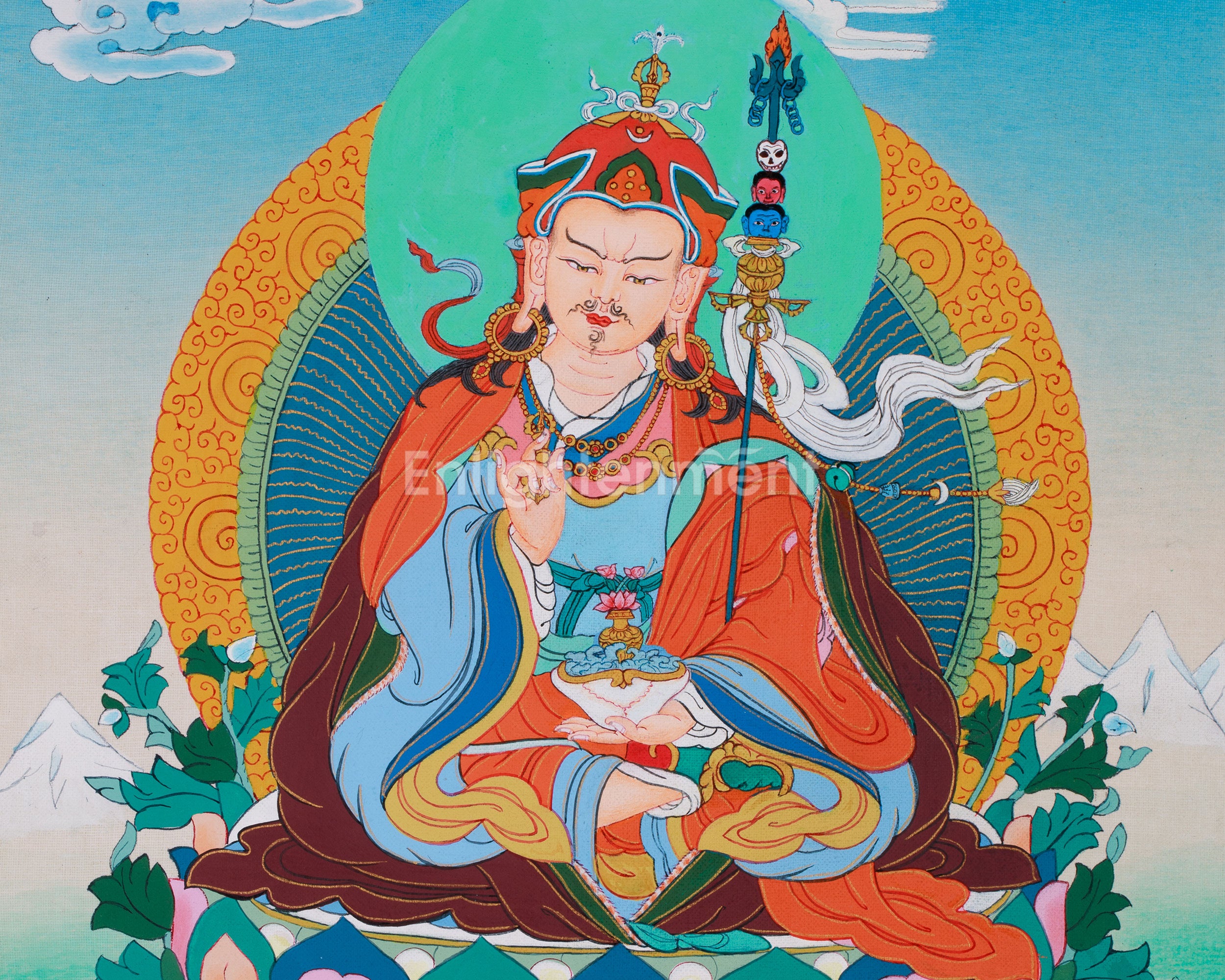 Enlightened Master, Guru Padmasambhava Thangka | Tibetan Buddhism