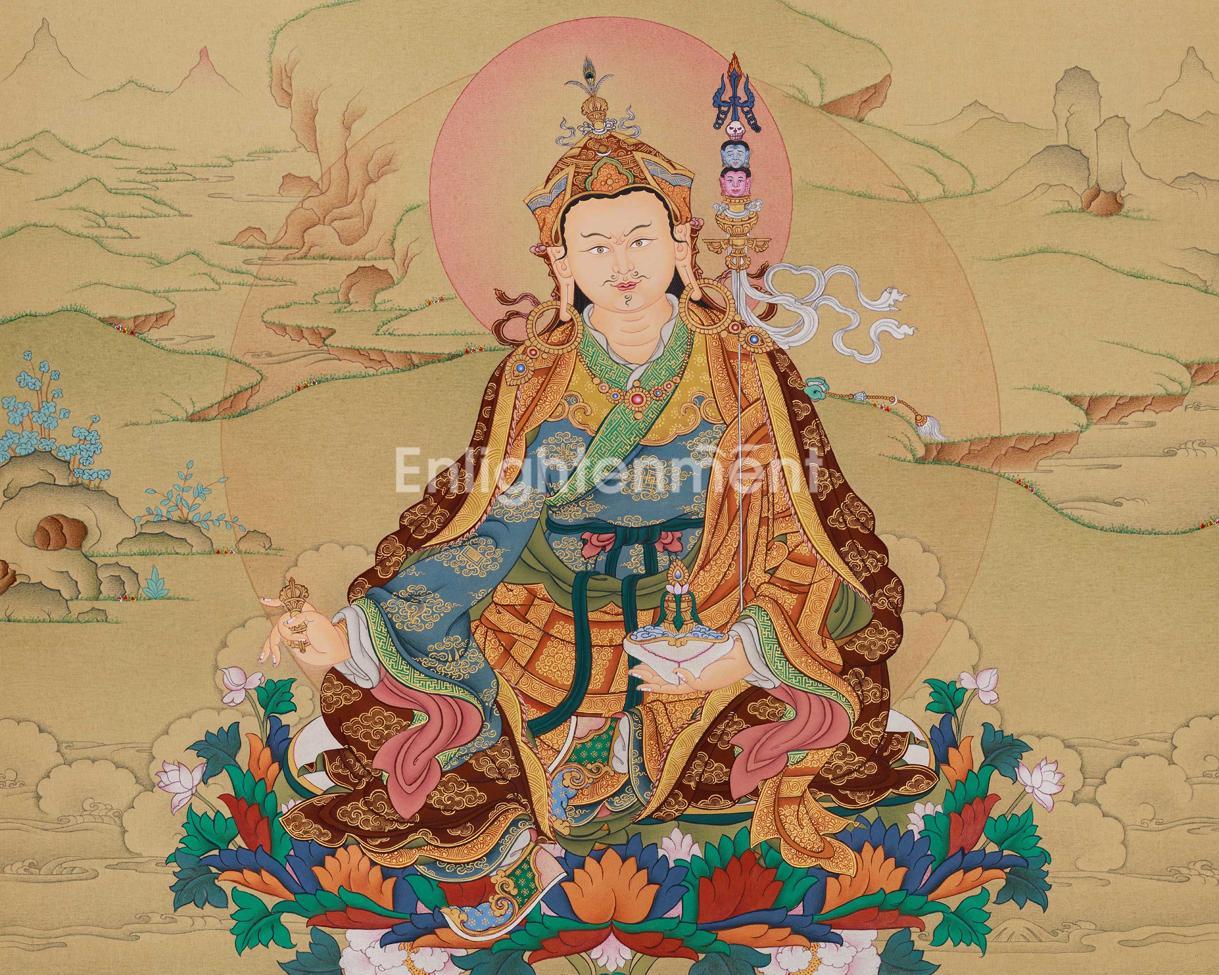 Lotus-Born Master Padmasambhava Thangka | The Tantric Guru of Wisdom and Protection