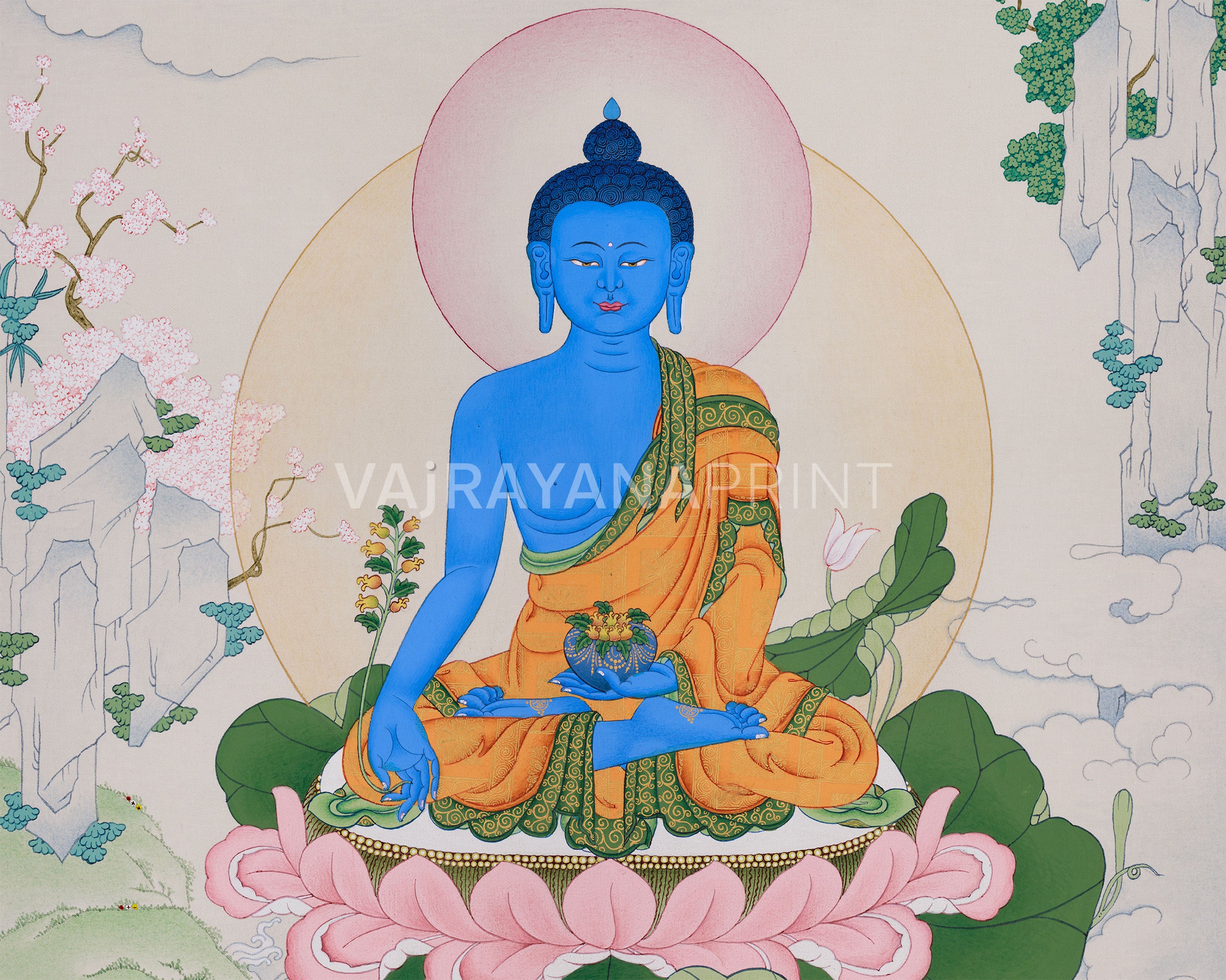 Bhaisajyaguru Thangka Print | Medicine Buddha of Healing and Protection