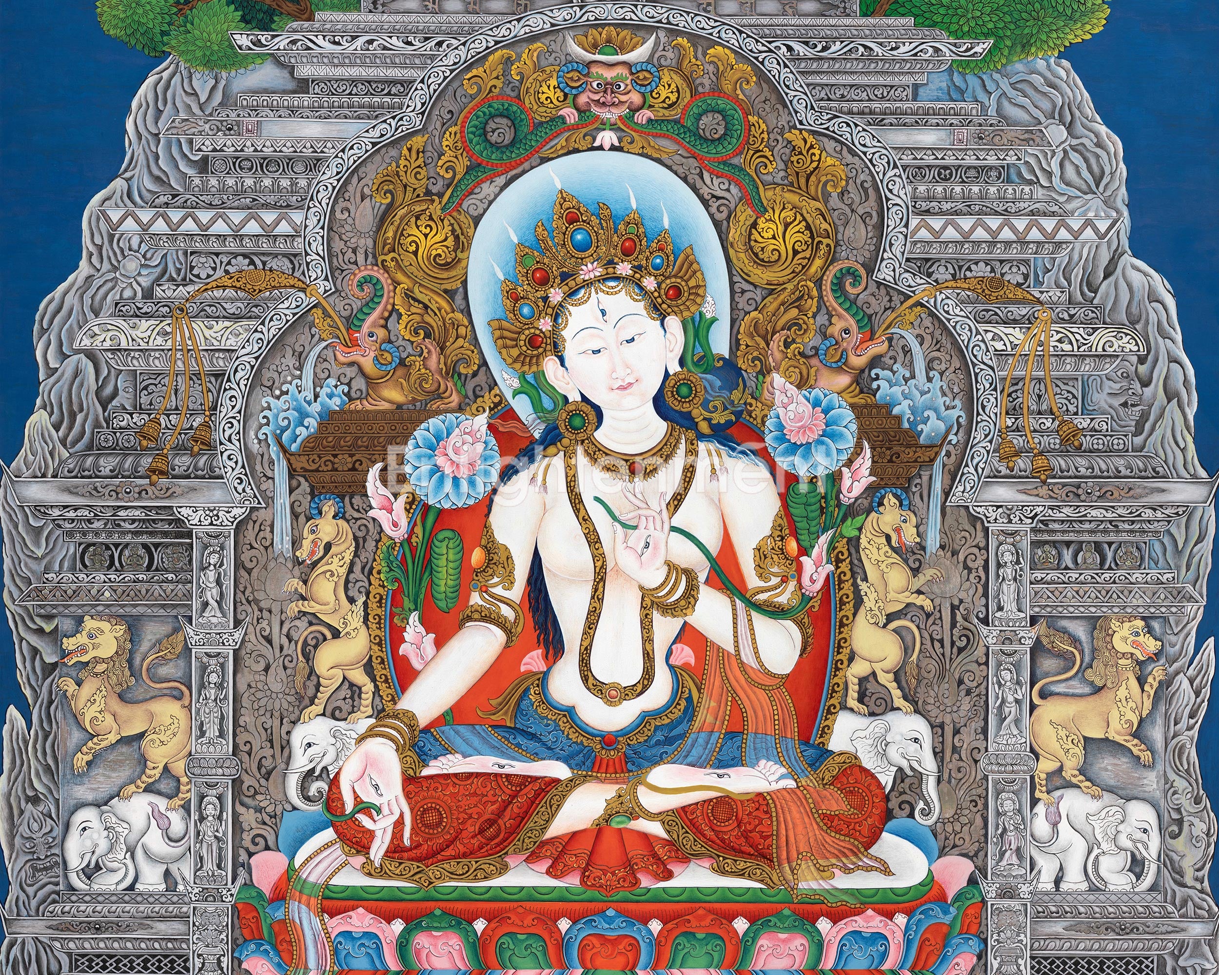 White Tara's Blessings In Thangka | Evoke Healing and Compassion with Divine Art