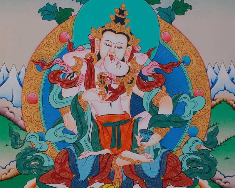 Vajrasattva Yab Yum | Thangka for Purification & Spiritual Awakening