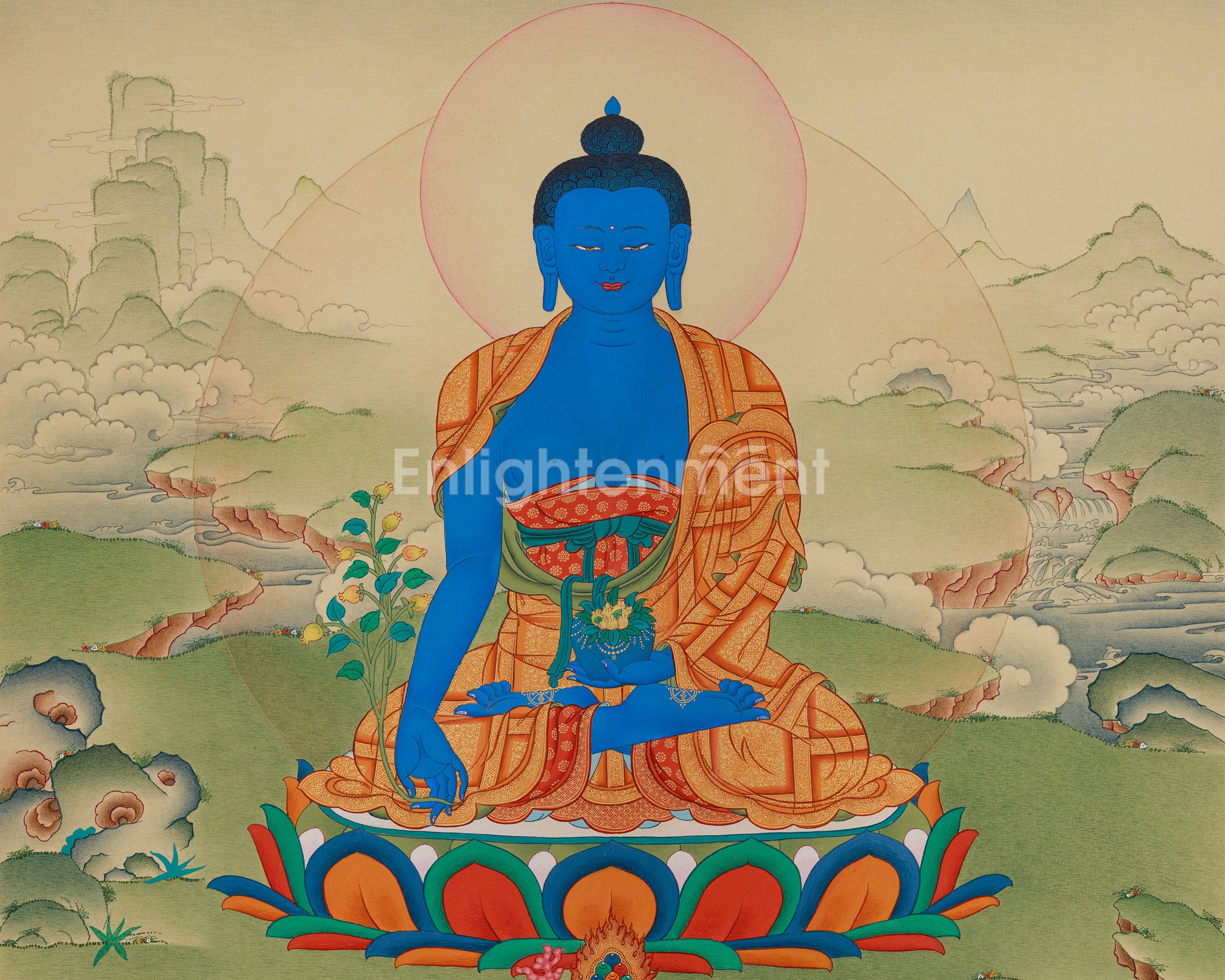 Buddha for Health, Medicine Buddha Thangka | Bhaisajyaguru Artwork